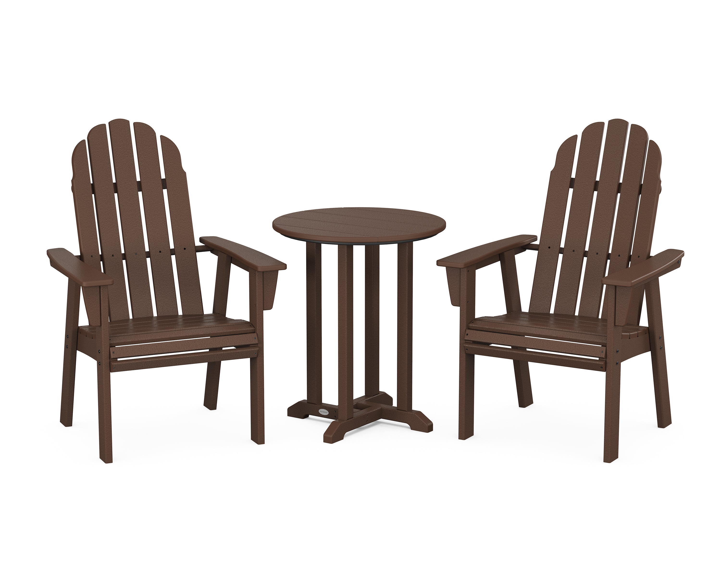 POLYWOOD® Vineyard Adirondack 3-Piece Round Bistro Dining Set in Mahogany