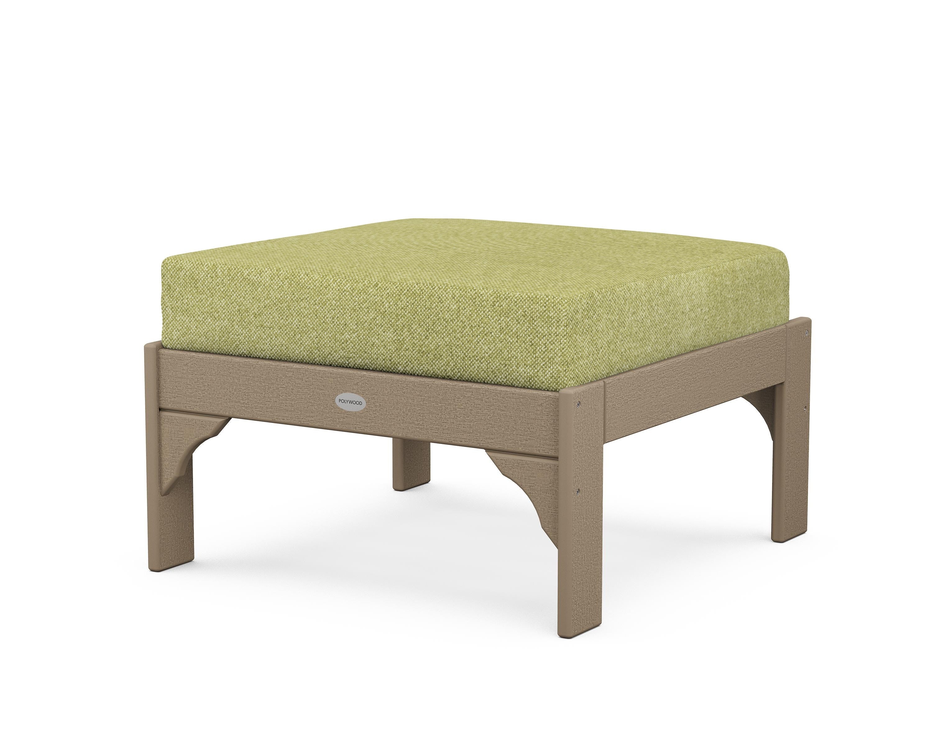 POLYWOOD® Vineyard Deep Seating Ottoman in Vintage Sahara / Chartreuse Boucle