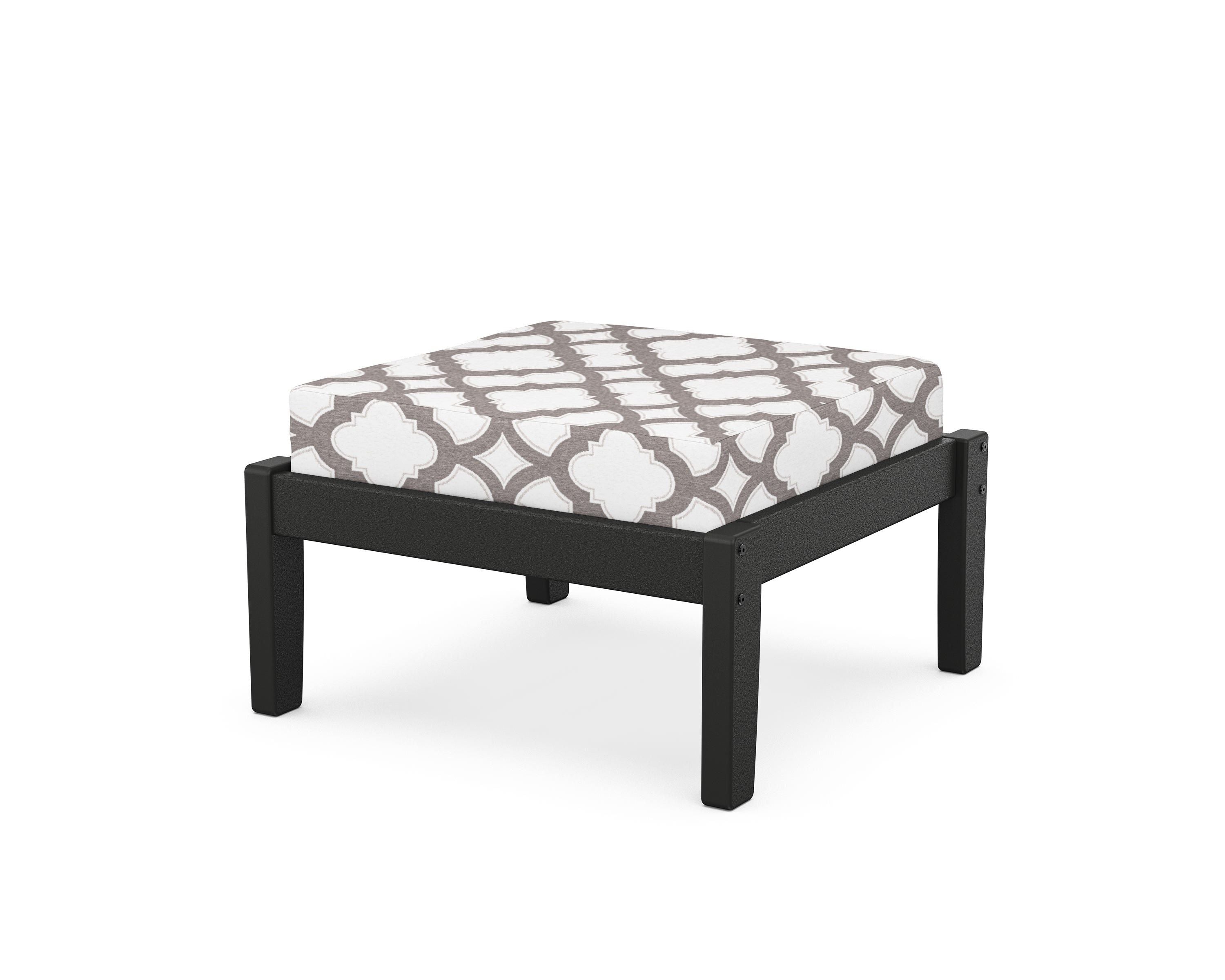 Unbranded Deep Seating Ottoman in Black / Trellis Grey Mist
