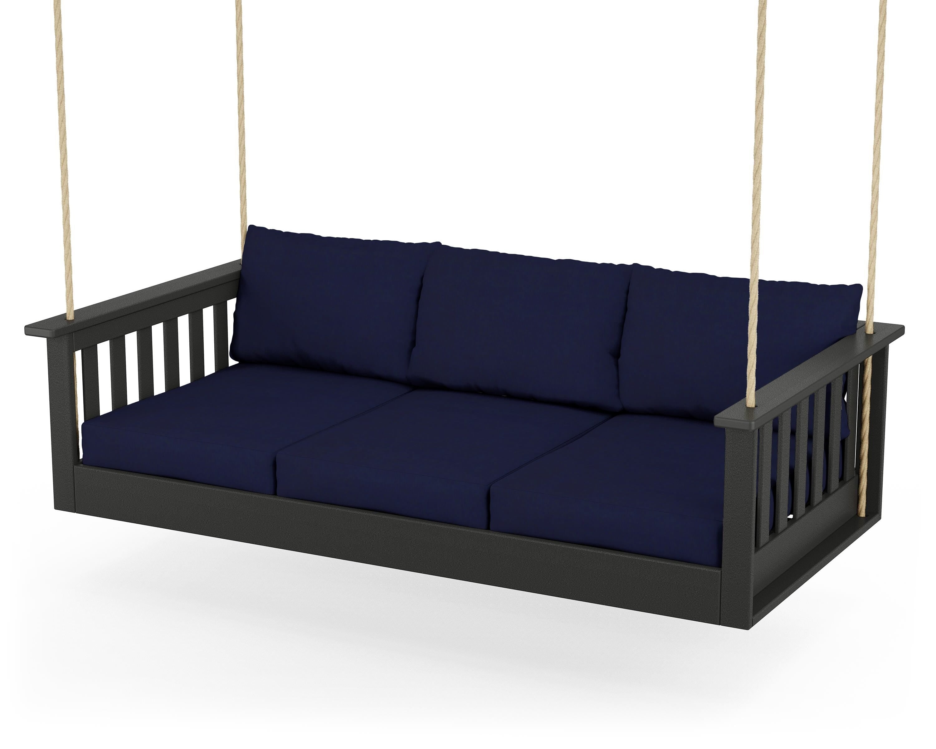 POLYWOOD® Vineyard Daybed Swing in Black / Navy