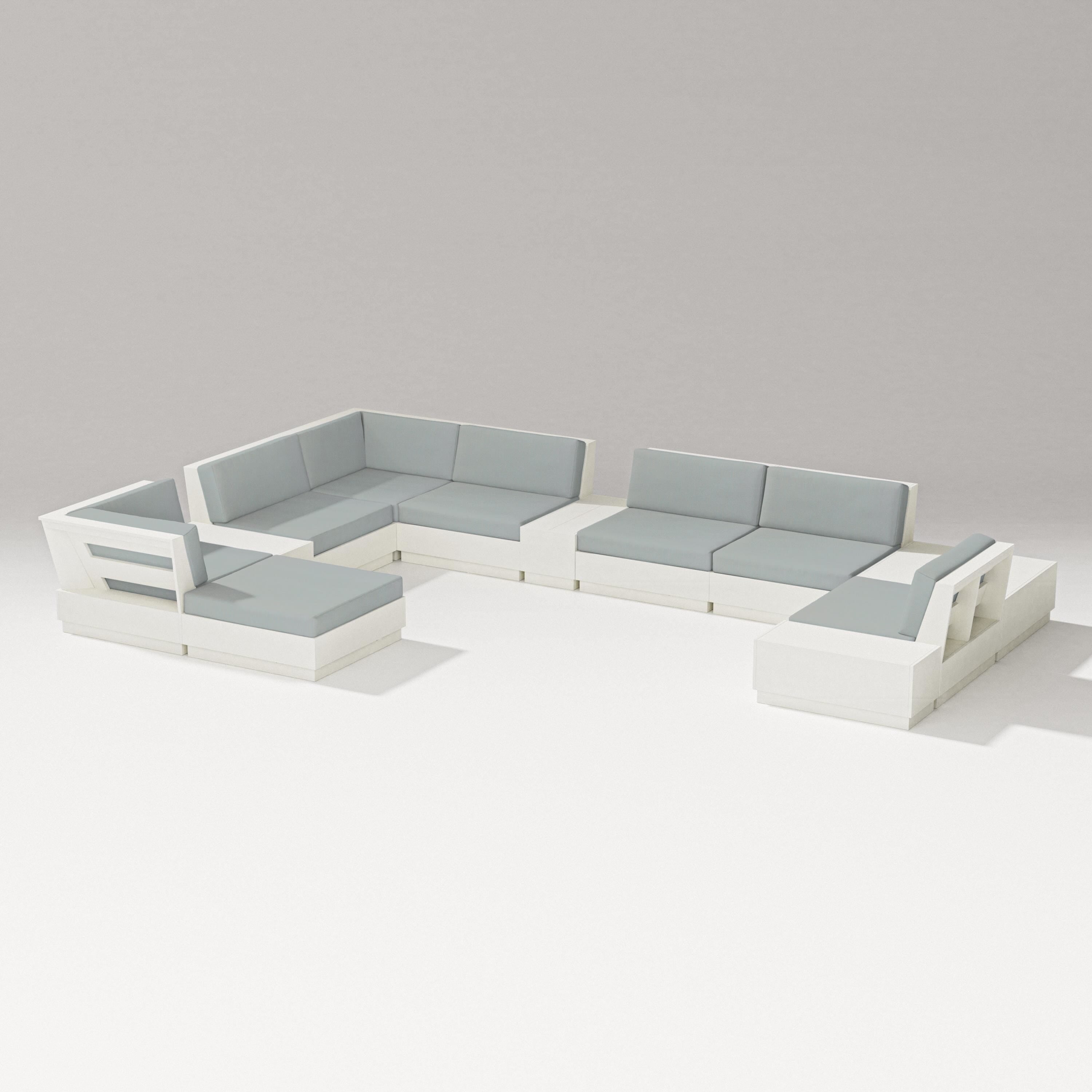 PW Designer Series Elevate 12-Piece Conversation Sectional Set in Vintage White / Spa