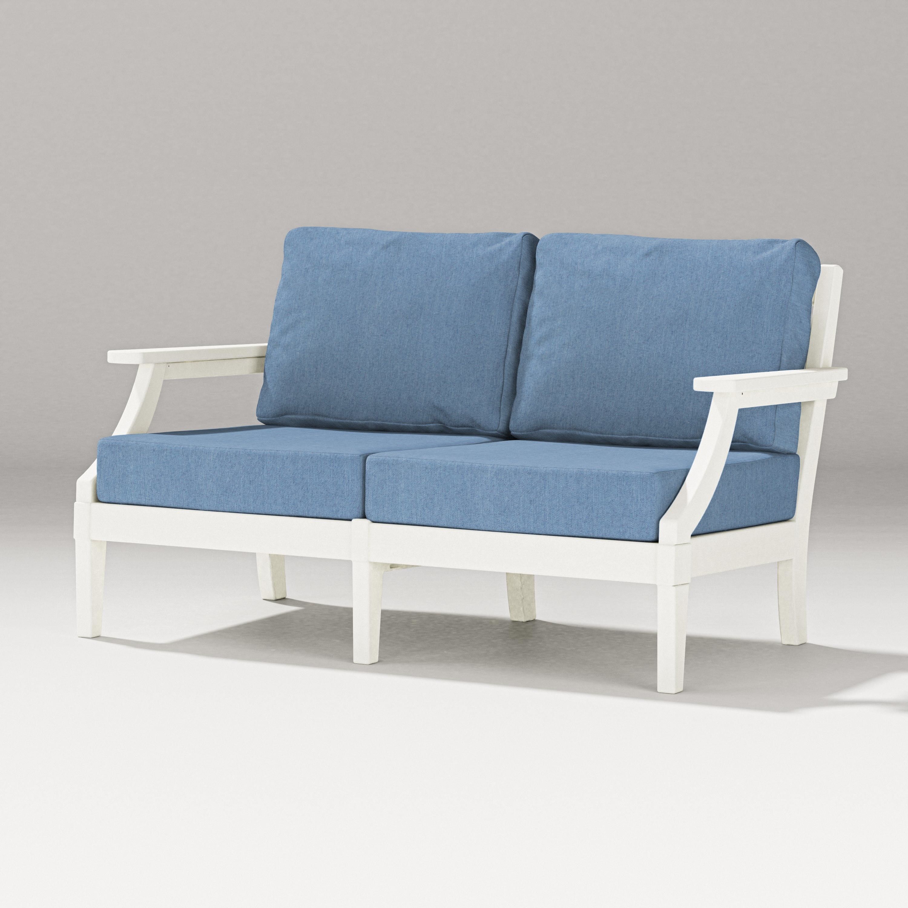 PW Designer Series Estate Loveseat in Vintage White / Sky Blue