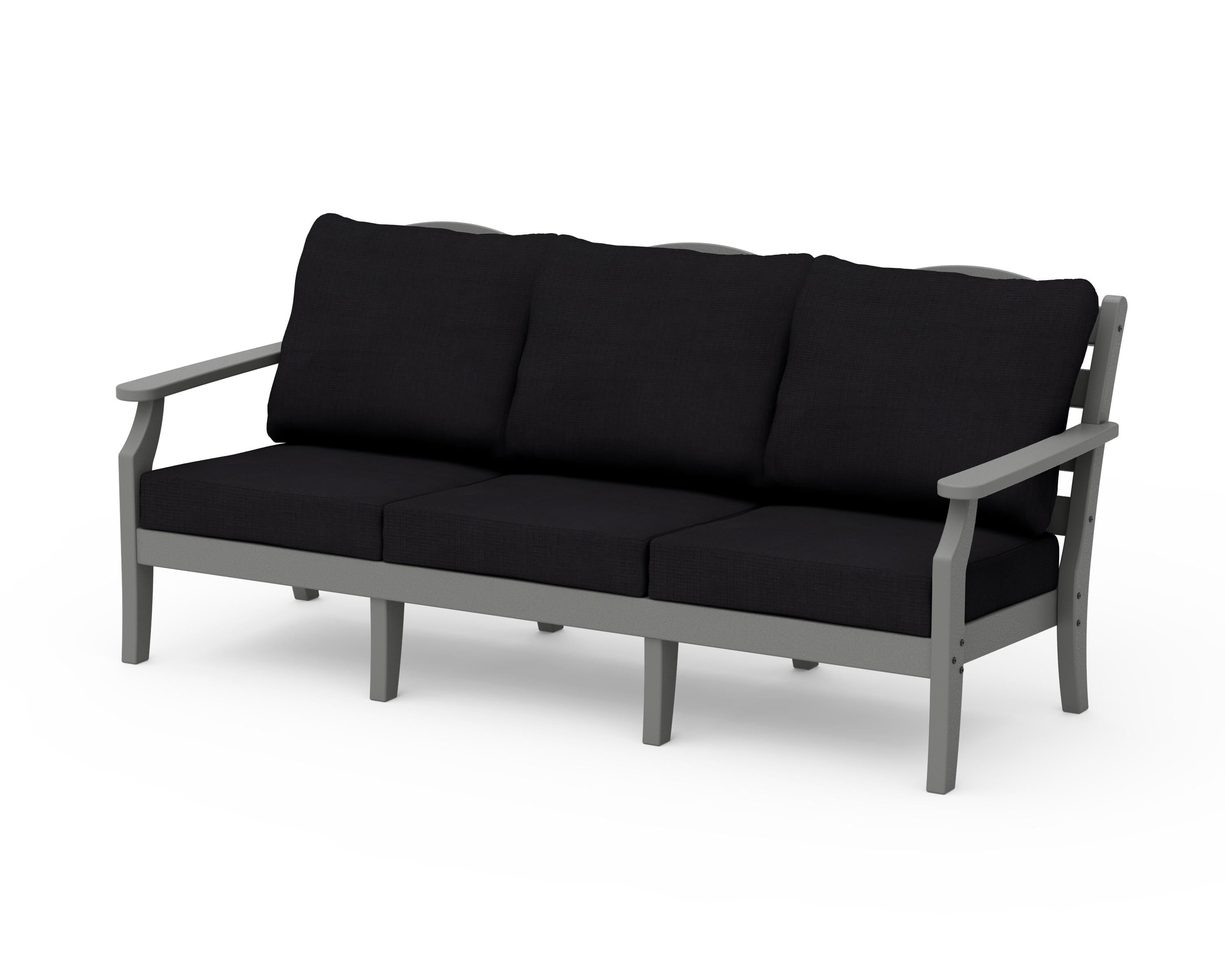 Draper James™ by POLYWOOD® Savannah Deep Seating Sofa in Slate Grey / Midnight Linen