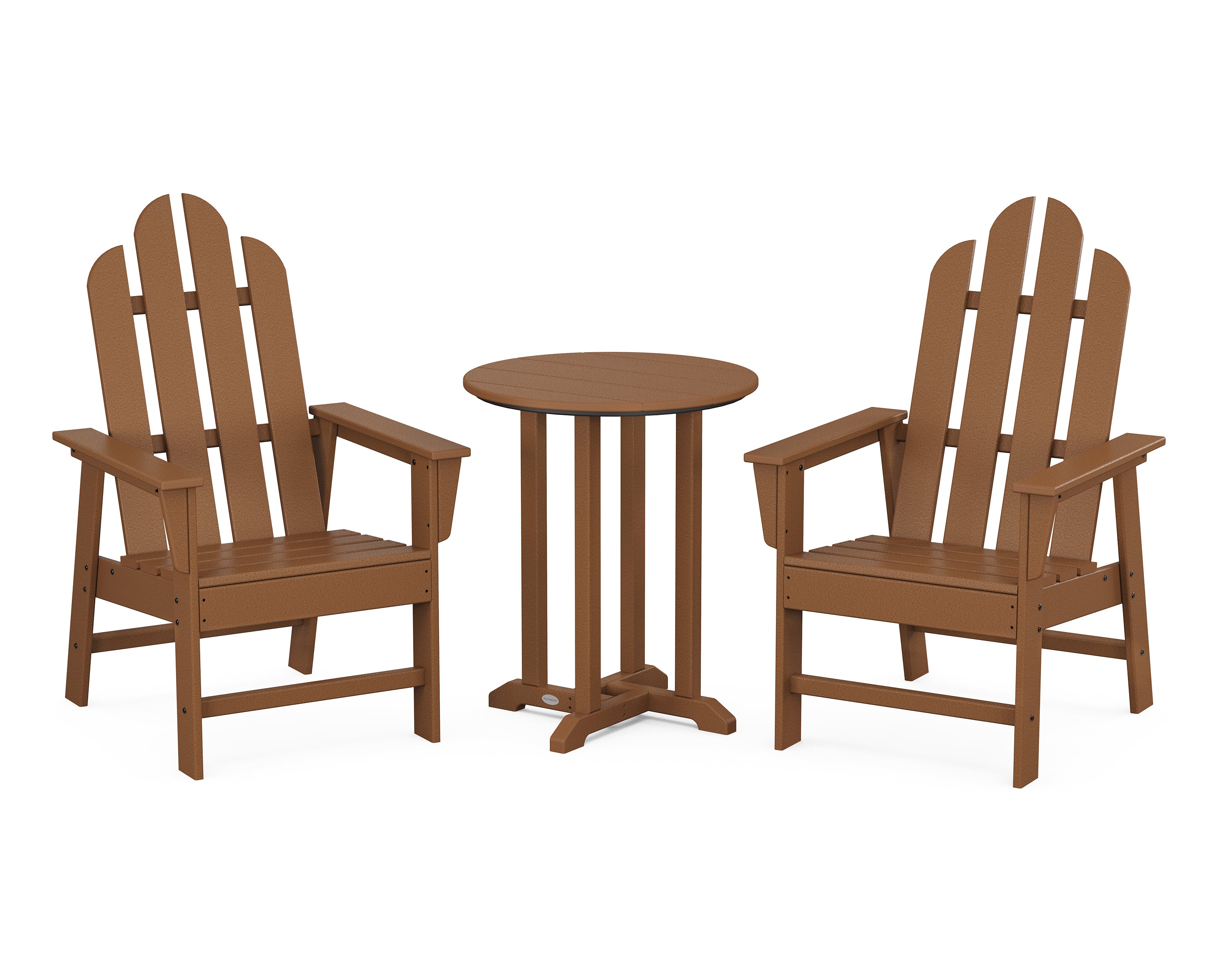 POLYWOOD® Long Island 3-Piece Round Bistro Dining Set in Teak