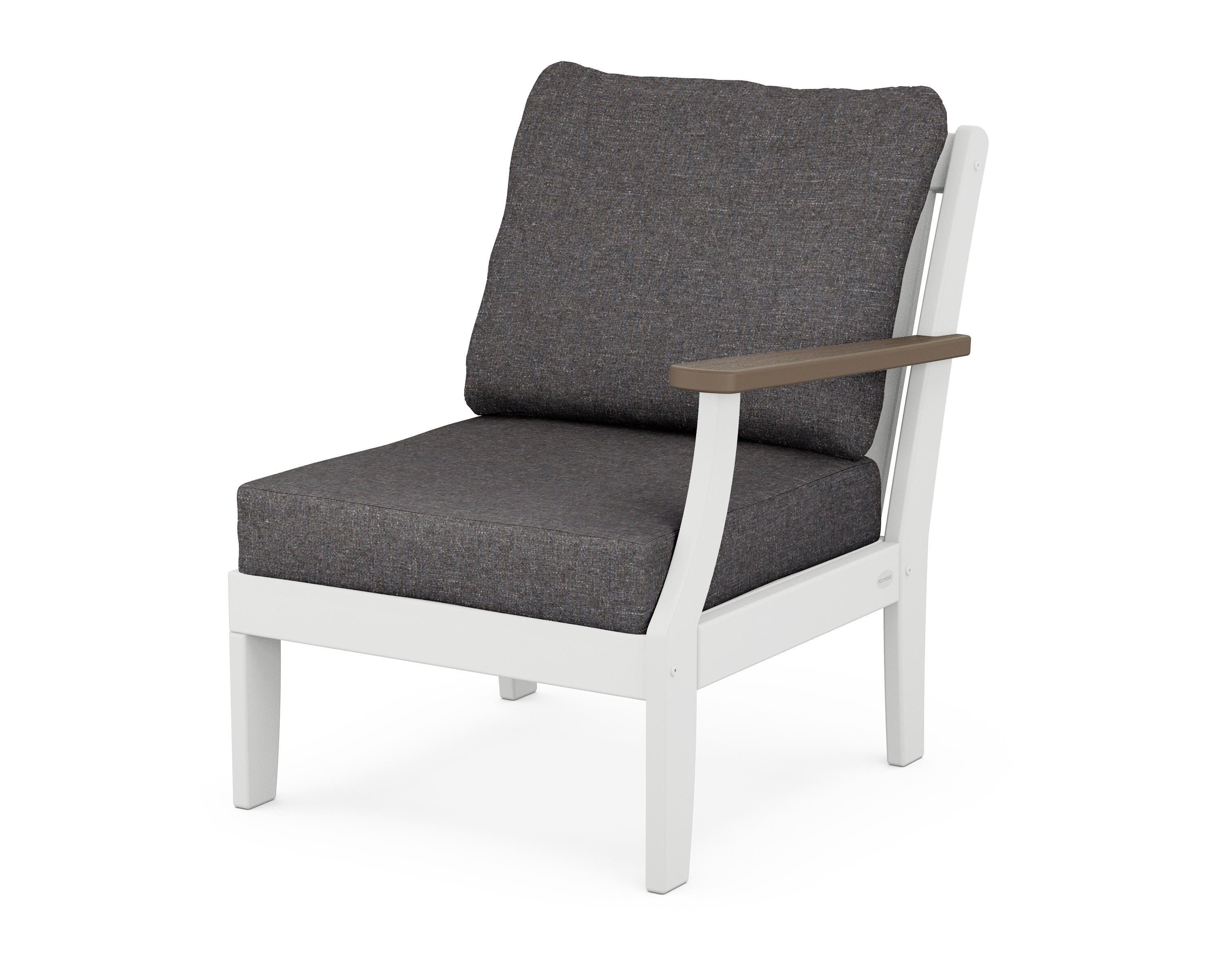 POLYWOOD® Braxton Modular Right Arm Chair in White / Kona / Ash Charcoal