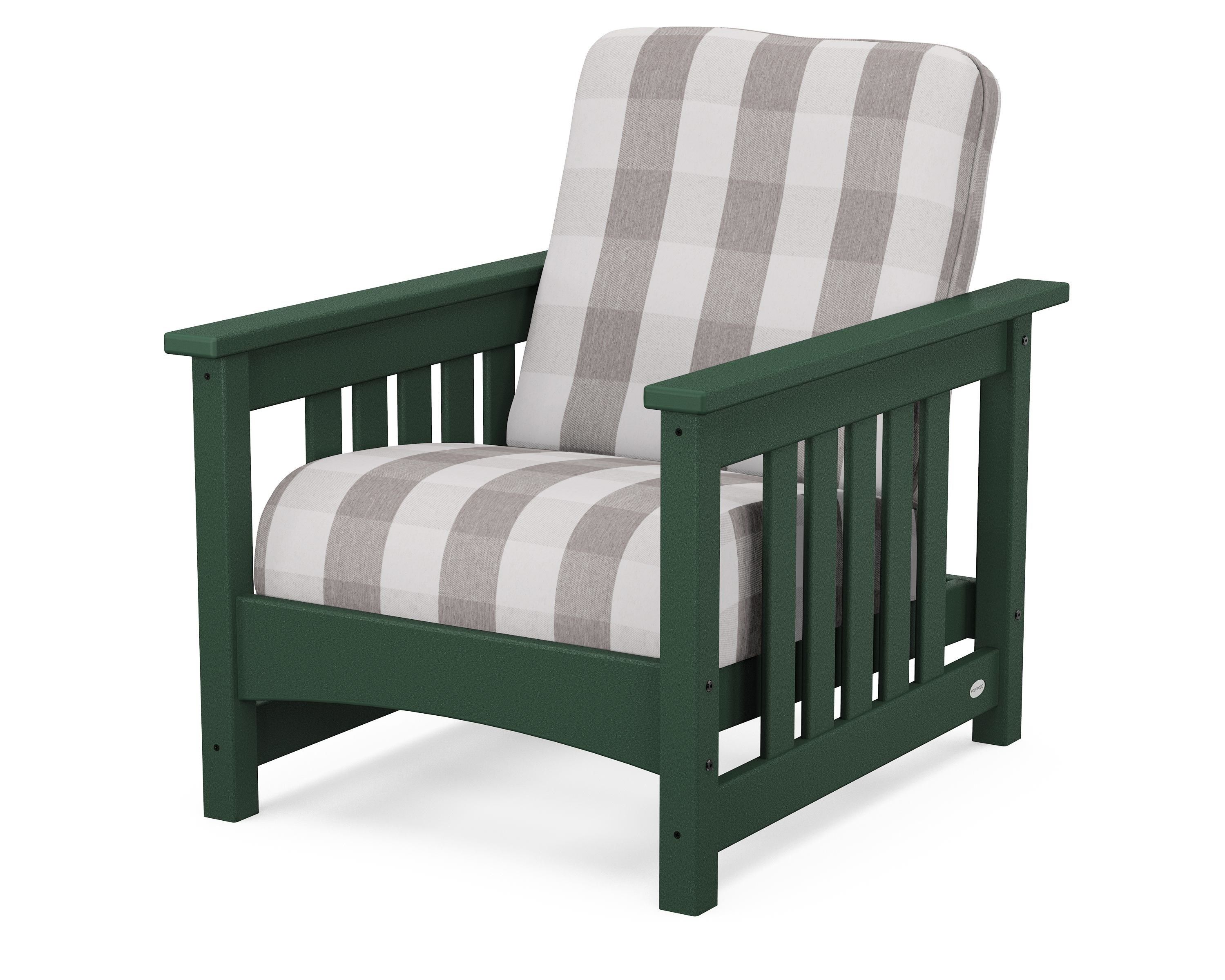 POLYWOOD® Club Mission Chair in Green / Buffalo Plaid Grey Mist