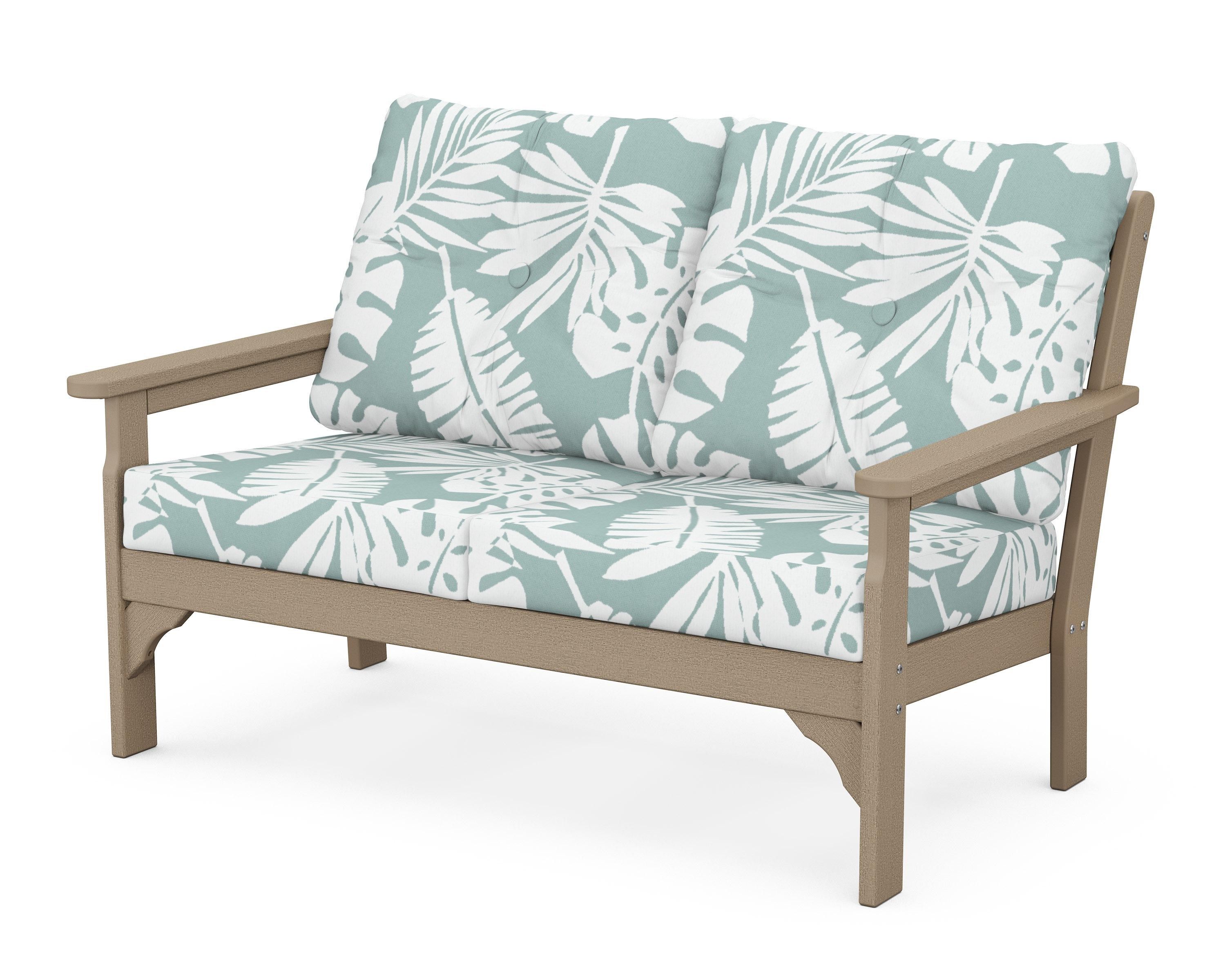 POLYWOOD® Vineyard Deep Seating Loveseat in Vintage Sahara / Leaf Glacier Spa