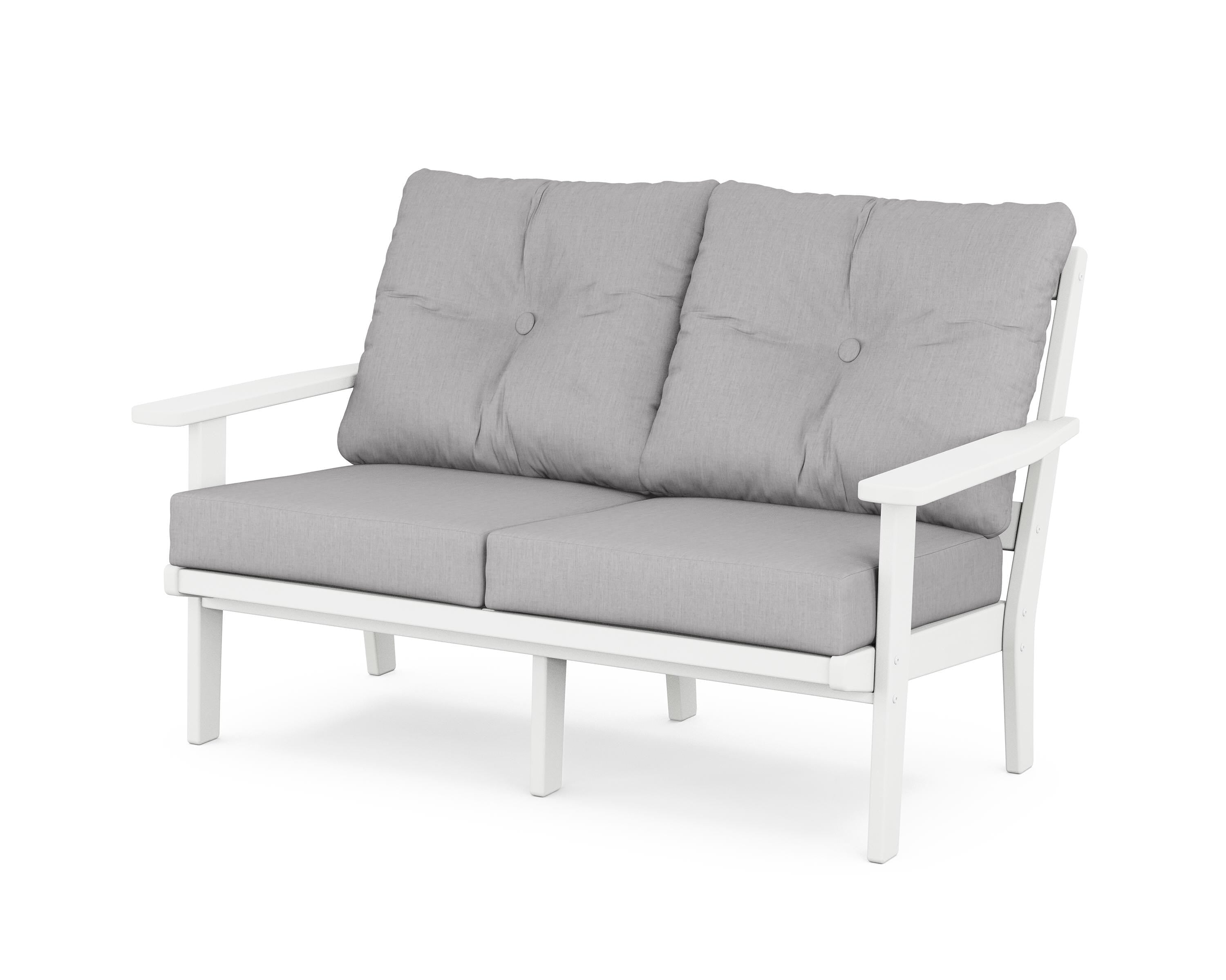 POLYWOOD® Oxford Deep Seating Loveseat in White / Granite