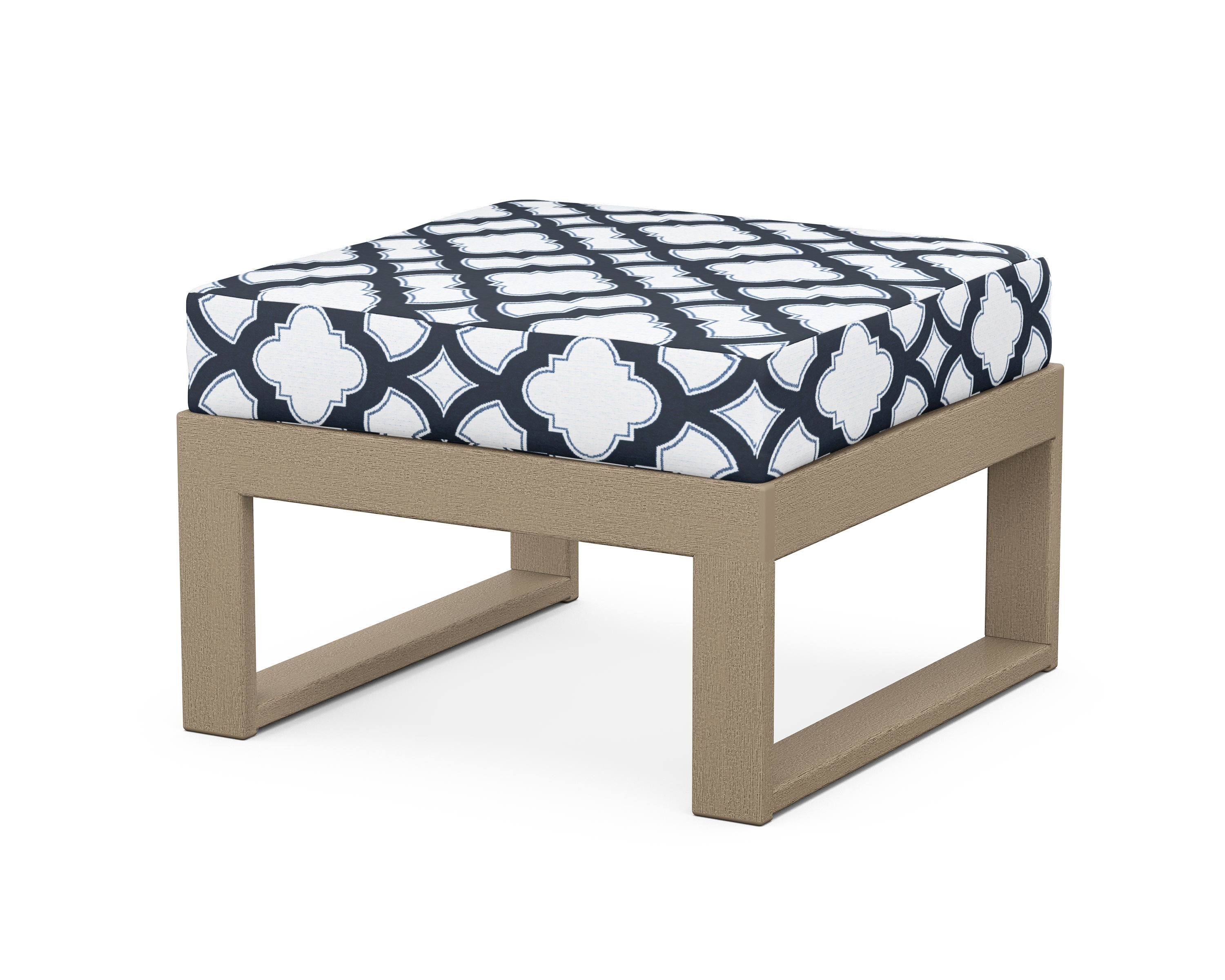 Unbranded Modular Ottoman - Modern in Vintage Sahara / Trellis Marine Indigo