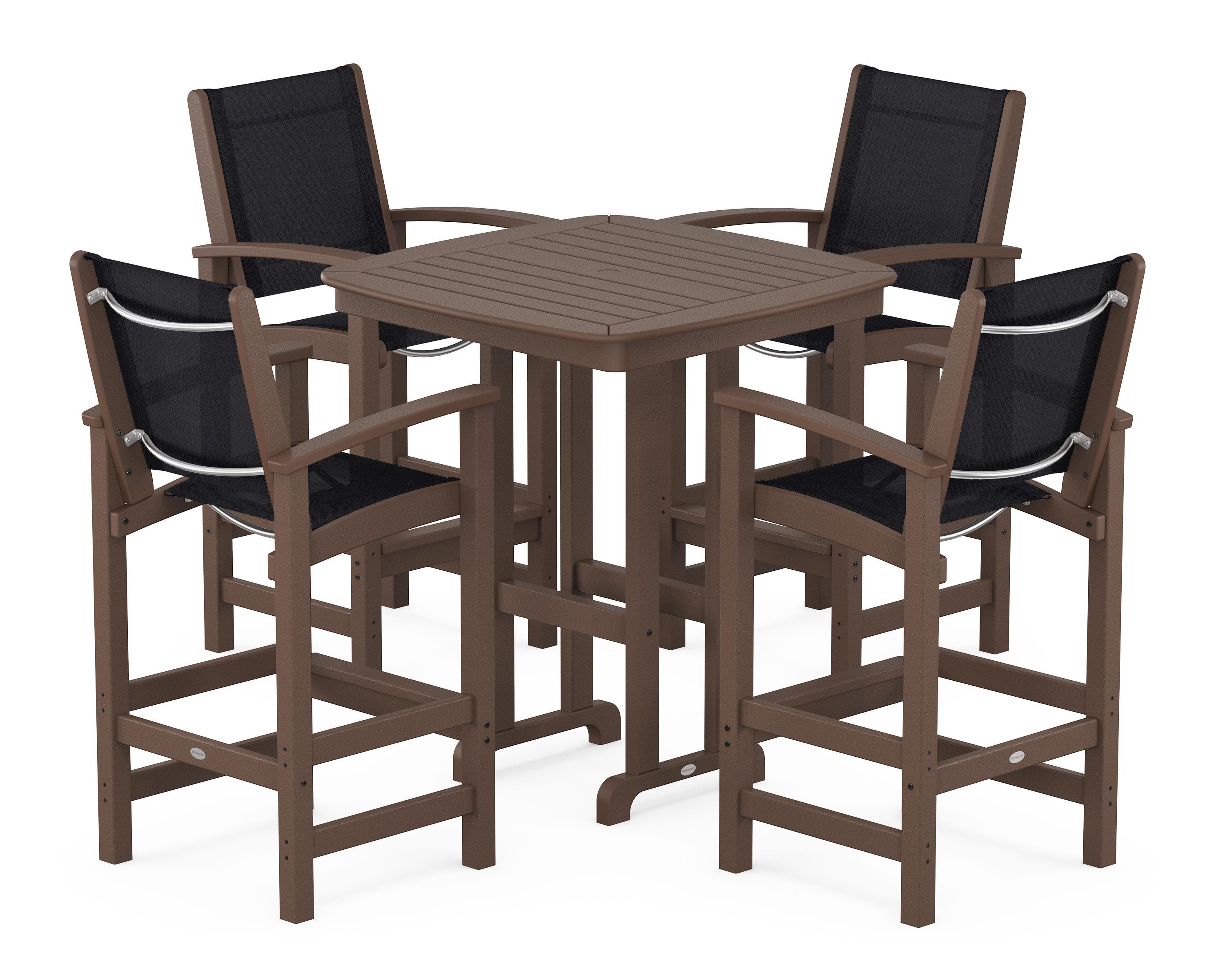 POLYWOOD® Coastal 5-Piece Bar Set in Mahogany / Black Sling