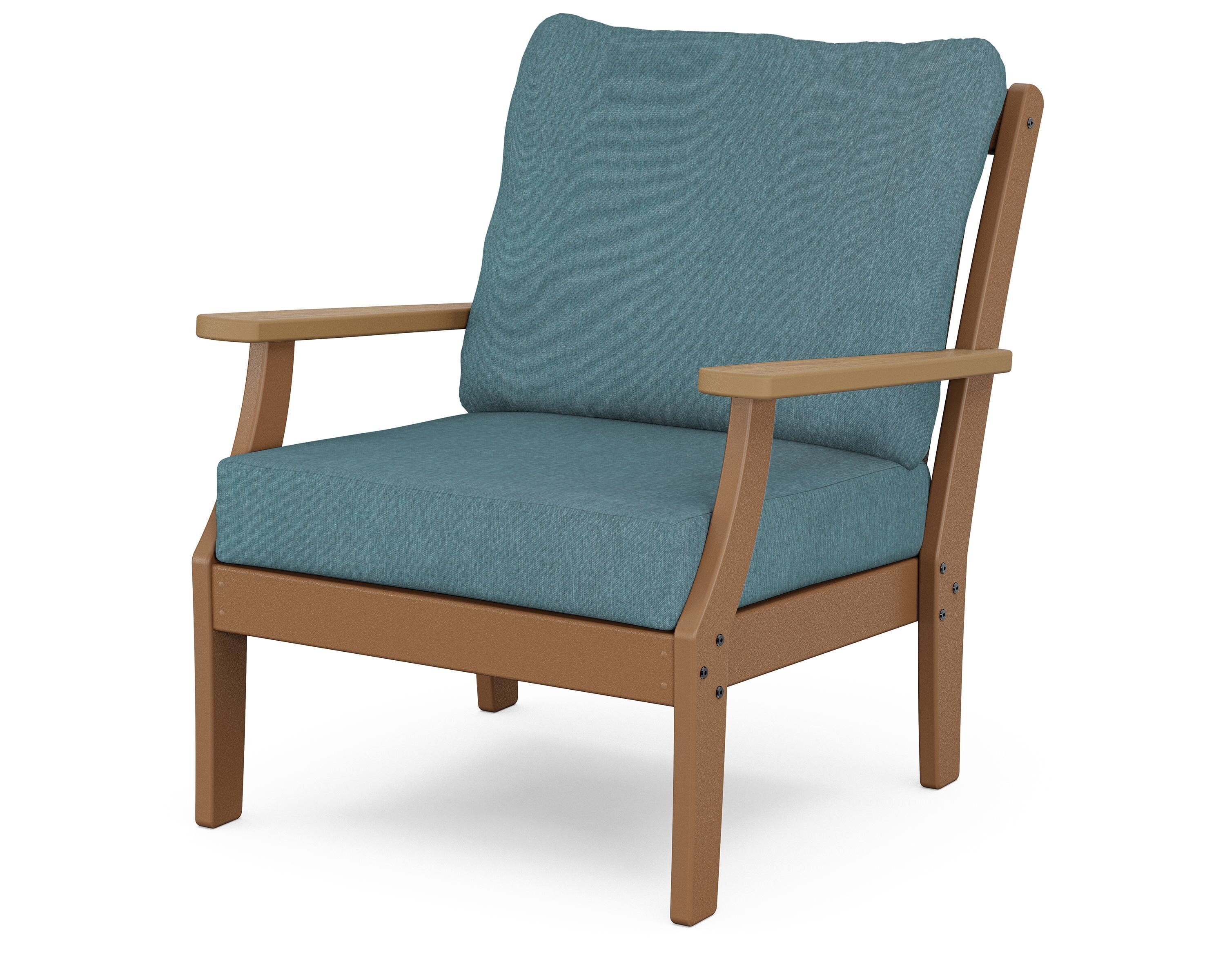 POLYWOOD® Braxton Deep Seating Chair in Teak / Natural / Ocean Teal