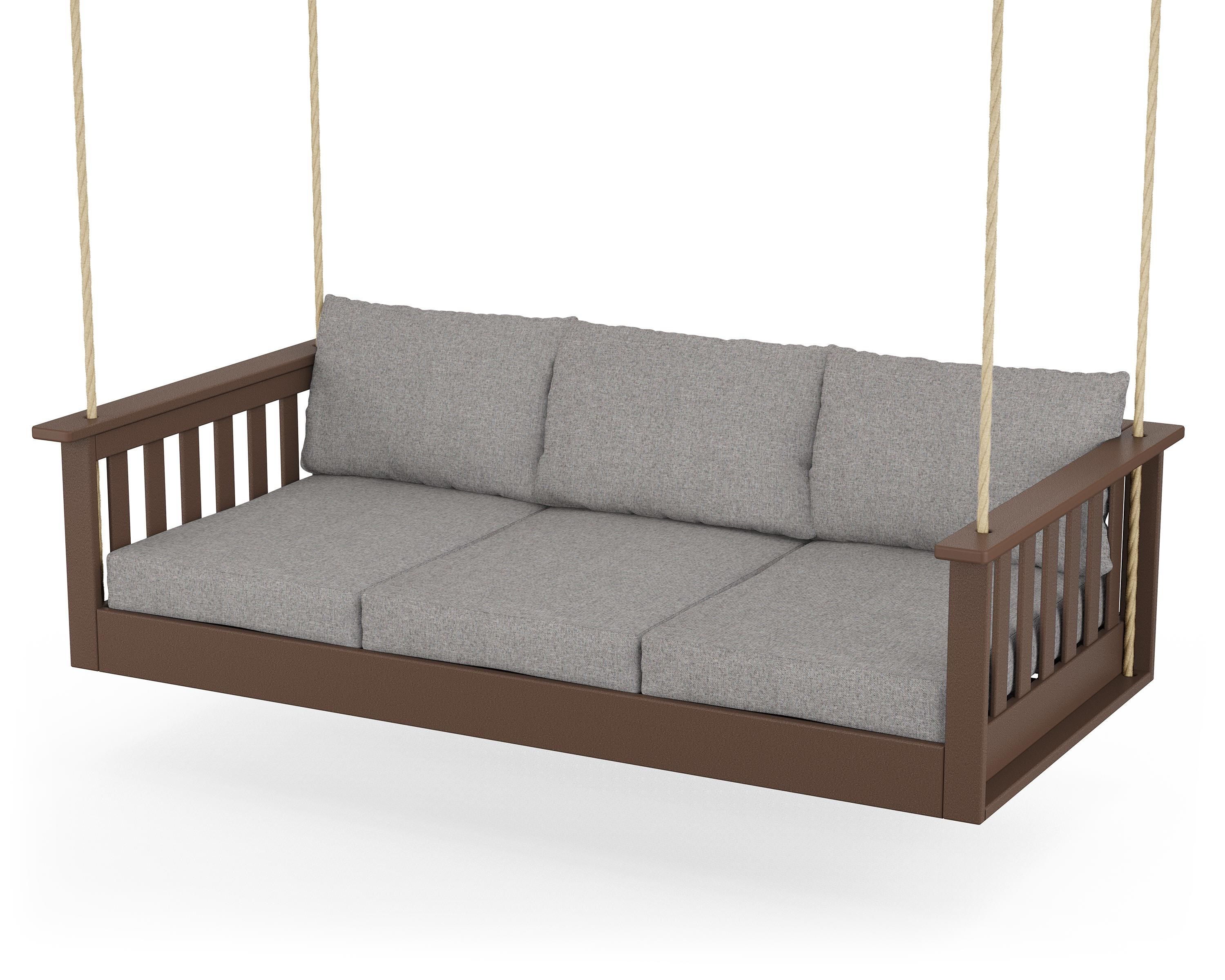 POLYWOOD® Vineyard Daybed Swing in Mahogany / Grey Mist