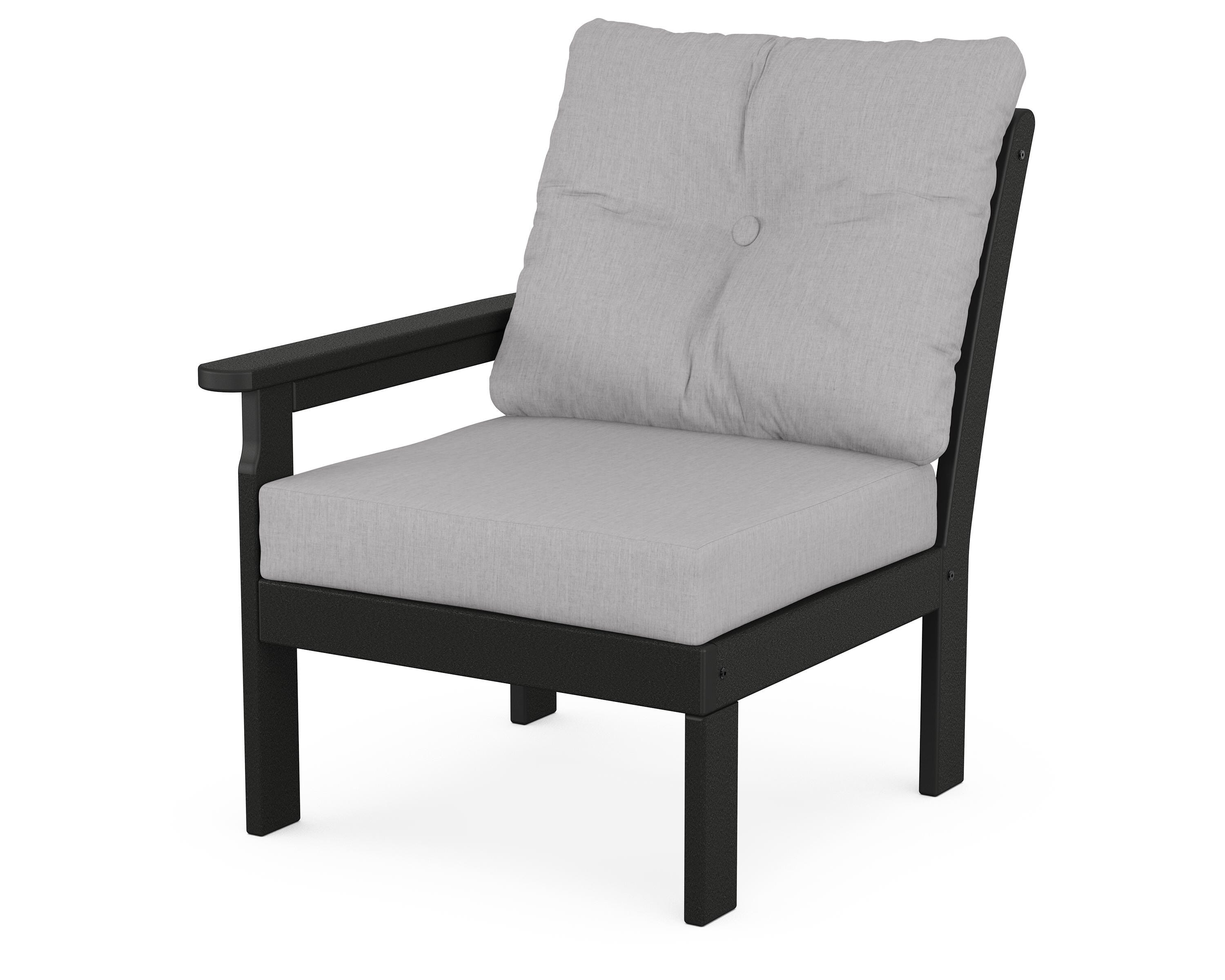 POLYWOOD® Vineyard Modular Left Arm Chair in Black / Granite