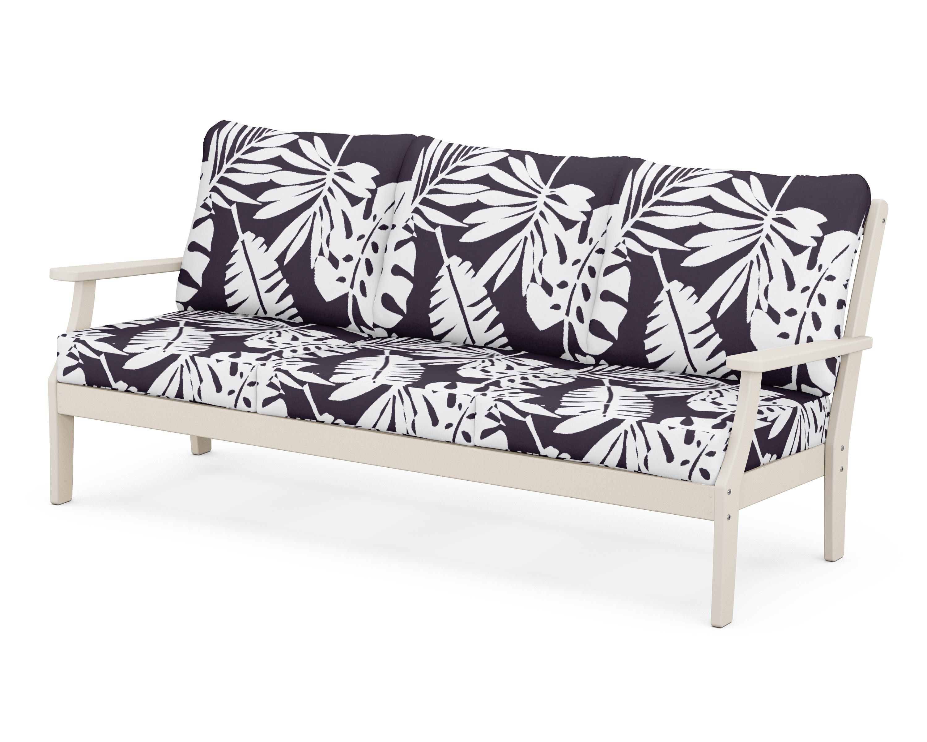 POLYWOOD® Braxton Deep Seating Sofa in Sand / Leaf Navy