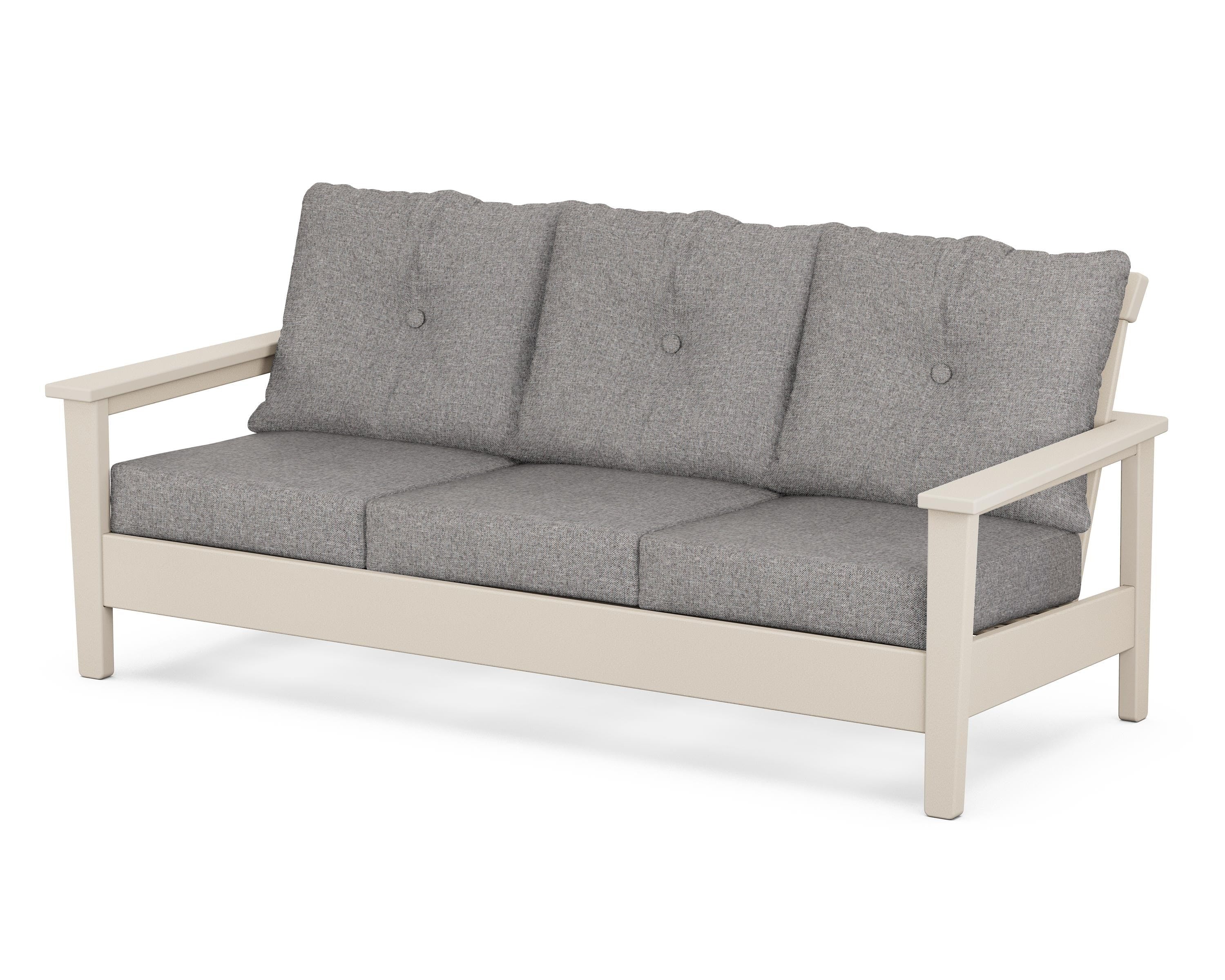 POLYWOOD® Prescott Deep Seating Sofa in Sand / Grey Mist