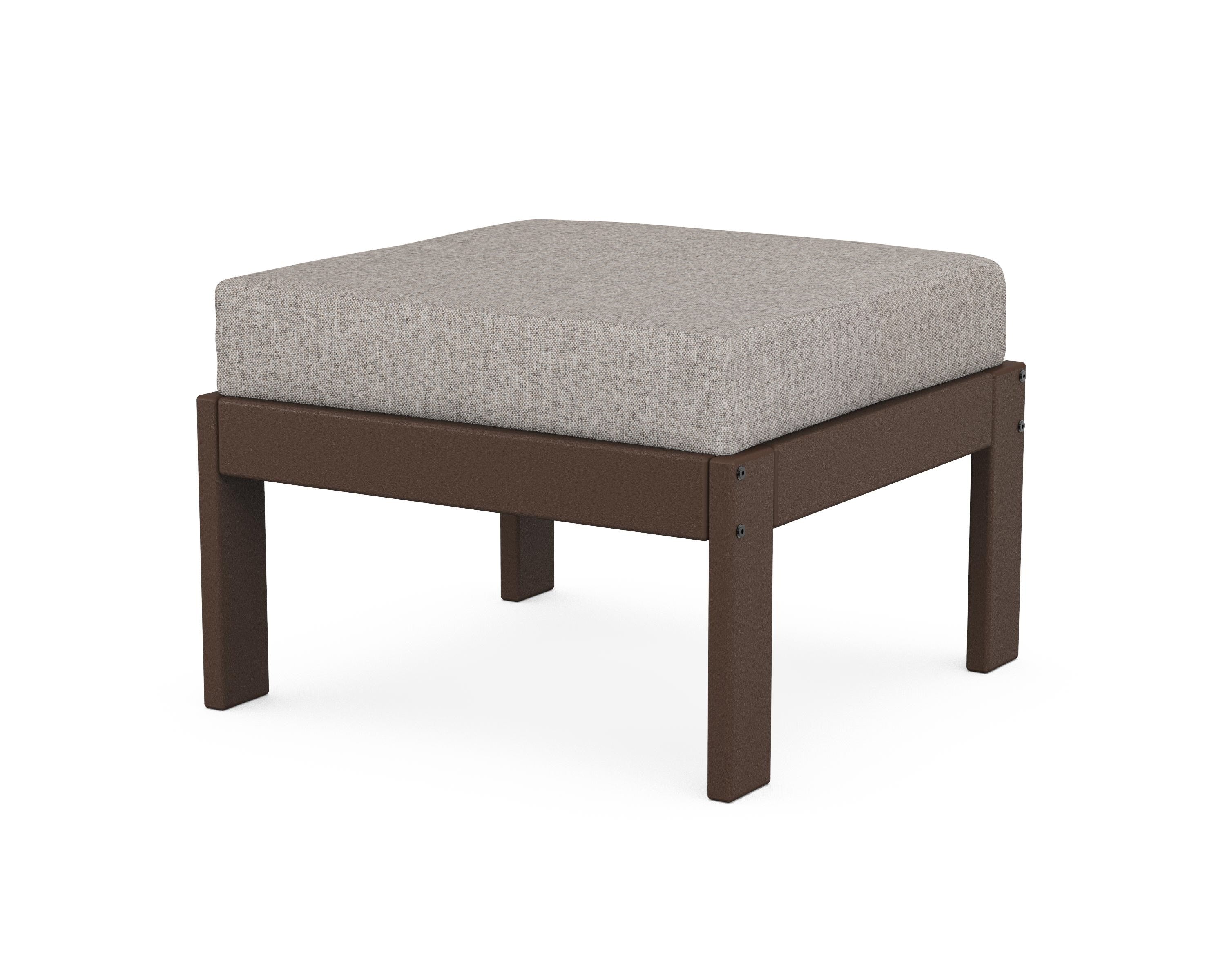 POLYWOOD® Vineyard Modular Ottoman in Mahogany / Weathered Tweed