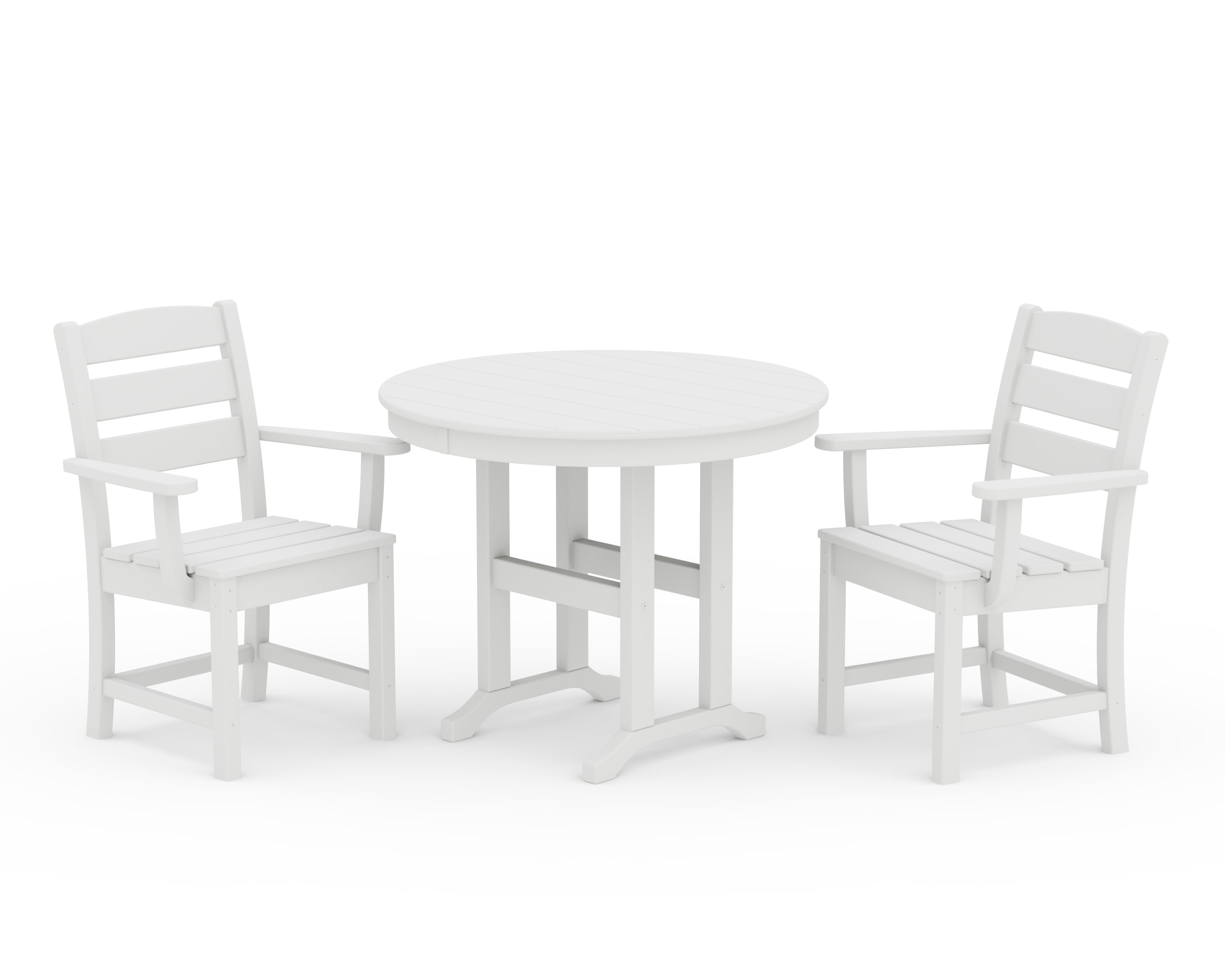 POLYWOOD® Lakeside 3-Piece Round Dining Set in White
