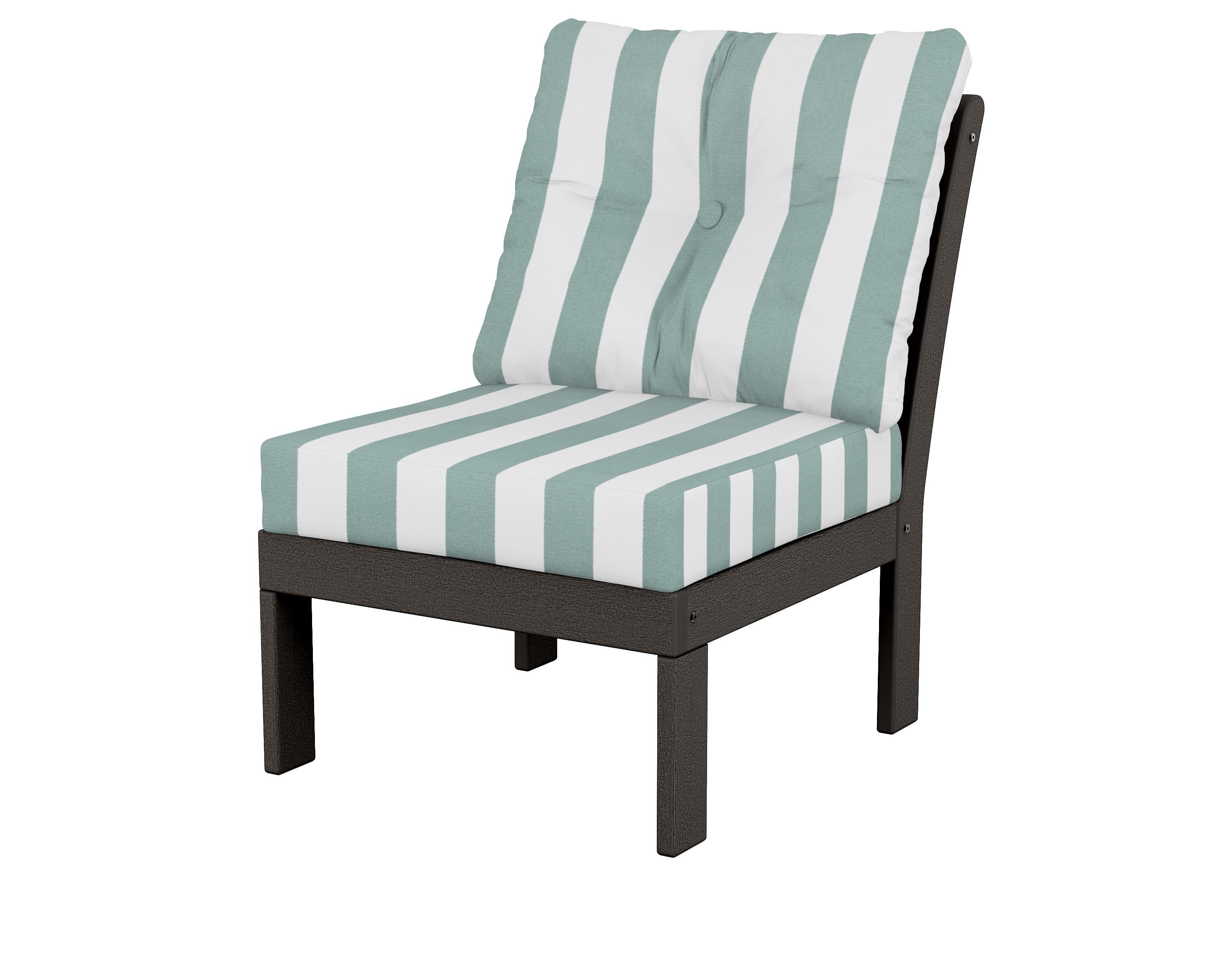 POLYWOOD® Vineyard Modular Armless Chair in Vintage Coffee / Cabana Stripe Glacier Spa