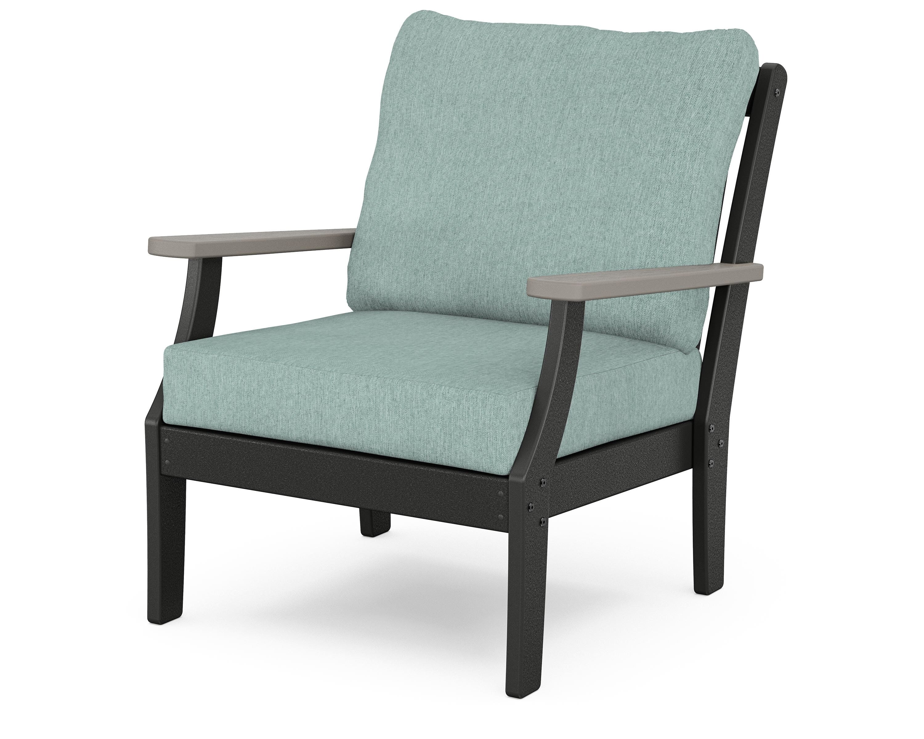 POLYWOOD® Braxton Deep Seating Chair in Black / Driftwood / Glacier Spa