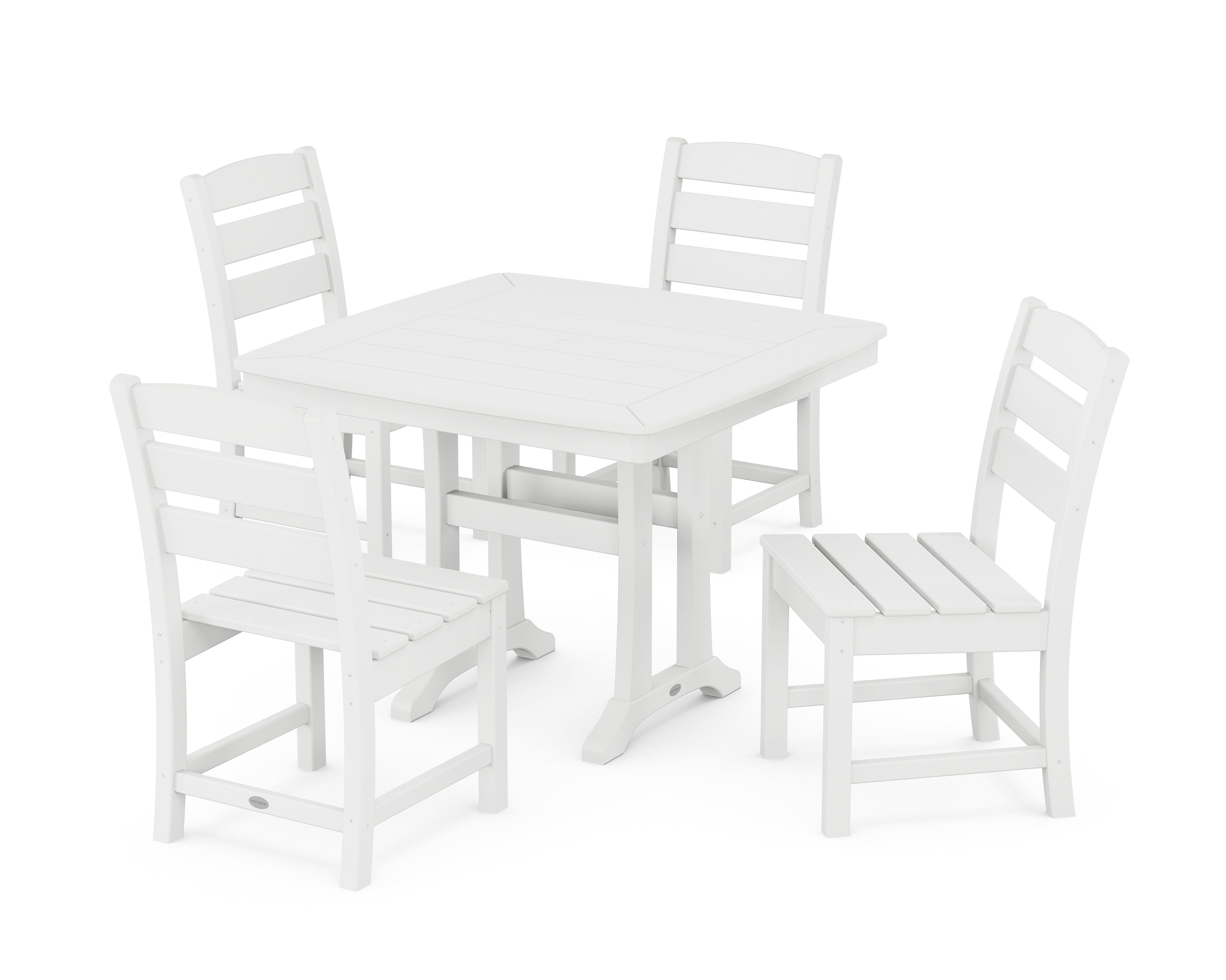 POLYWOOD® Lakeside Side Chair 5-Piece Dining Set with Trestle Legs in White