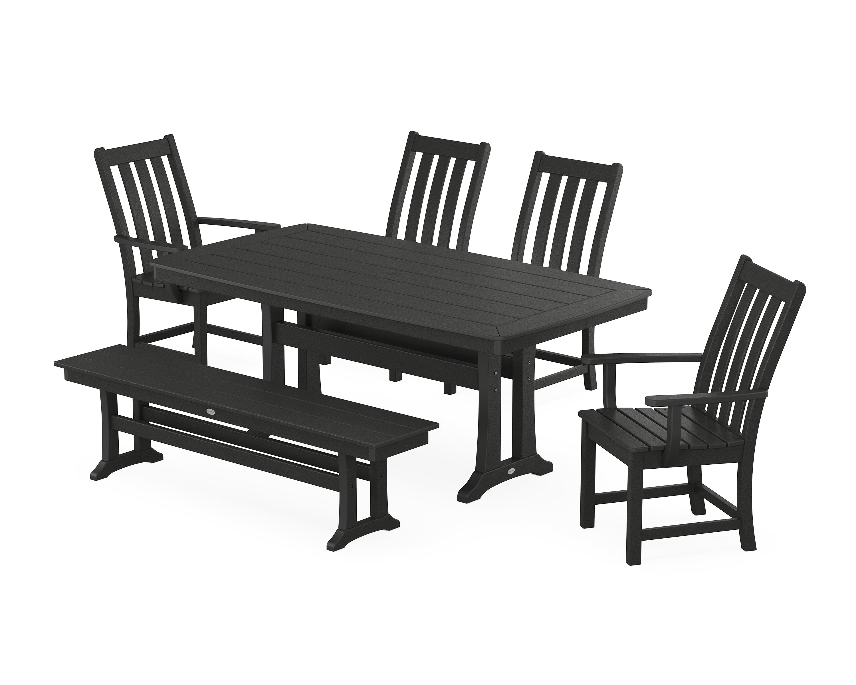 POLYWOOD® Vineyard 6-Piece Dining Set with Trestle Legs in Black