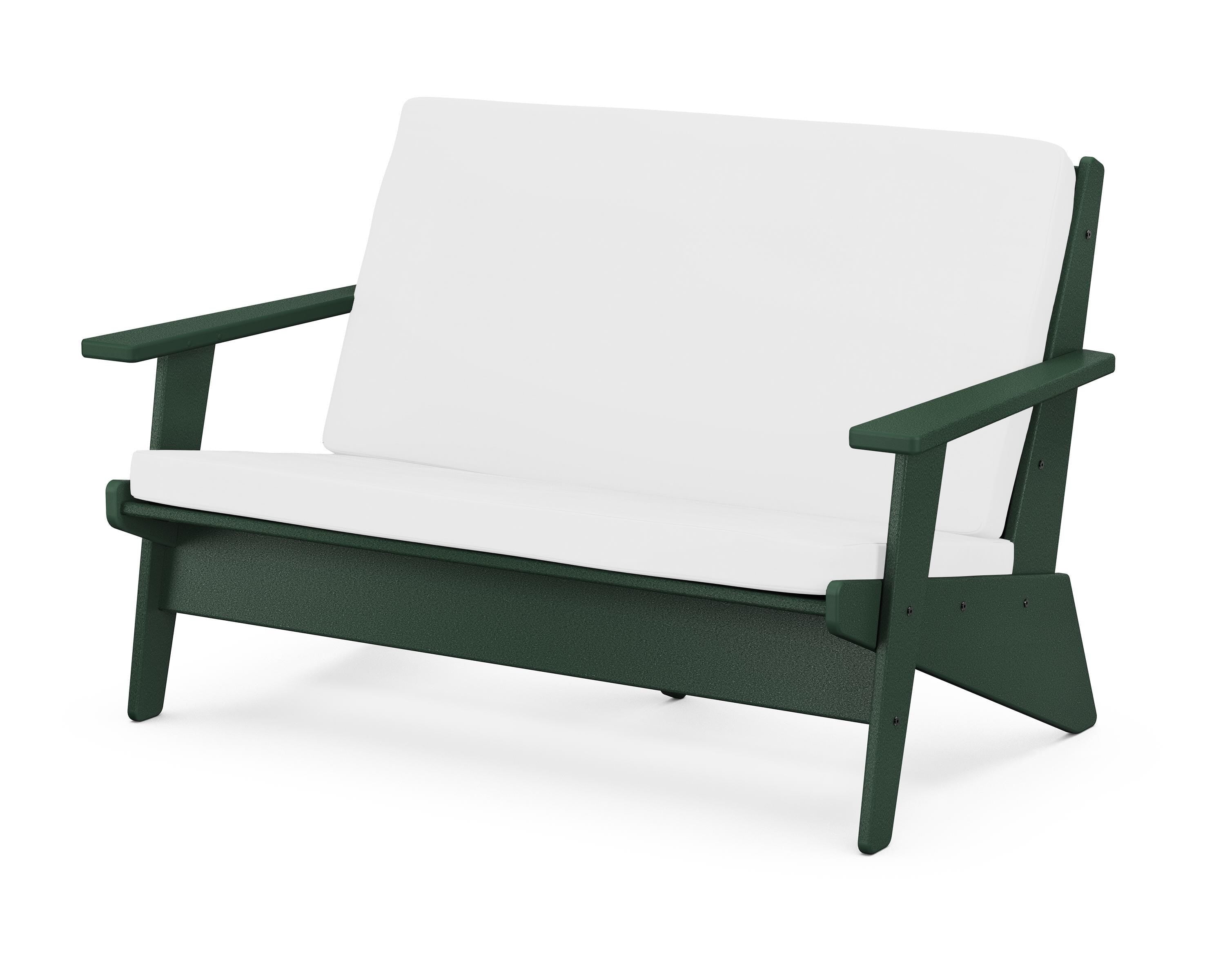 POLYWOOD® Riviera Modern Lounge Loveseat in Green / Natural