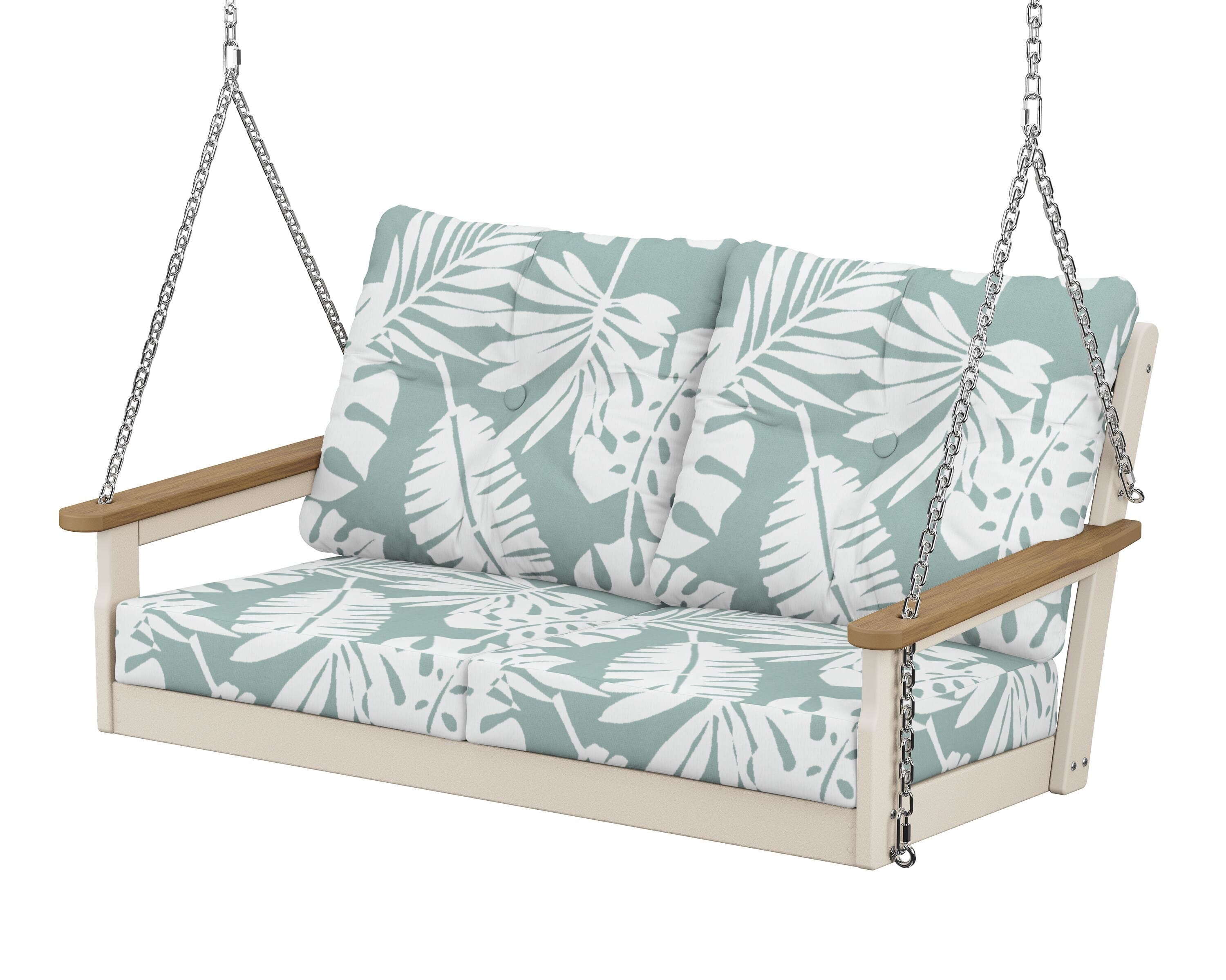 POLYWOOD® Vineyard Deep Seating Swing in Sand / Natural / Leaf Glacier Spa