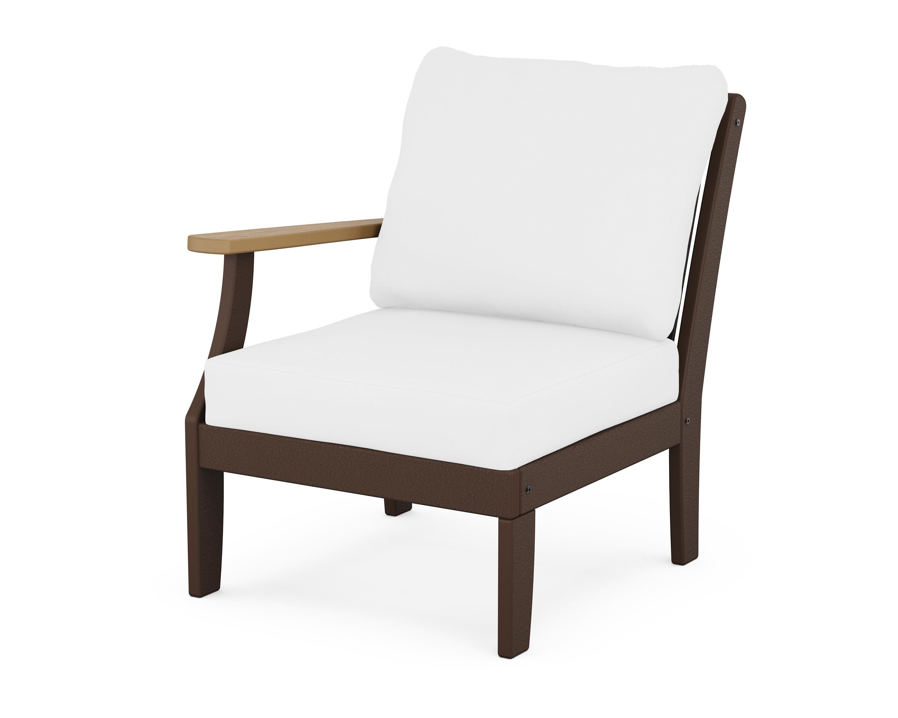 POLYWOOD® Braxton Modular Left Arm Chair in Mahogany / Natural / Natural