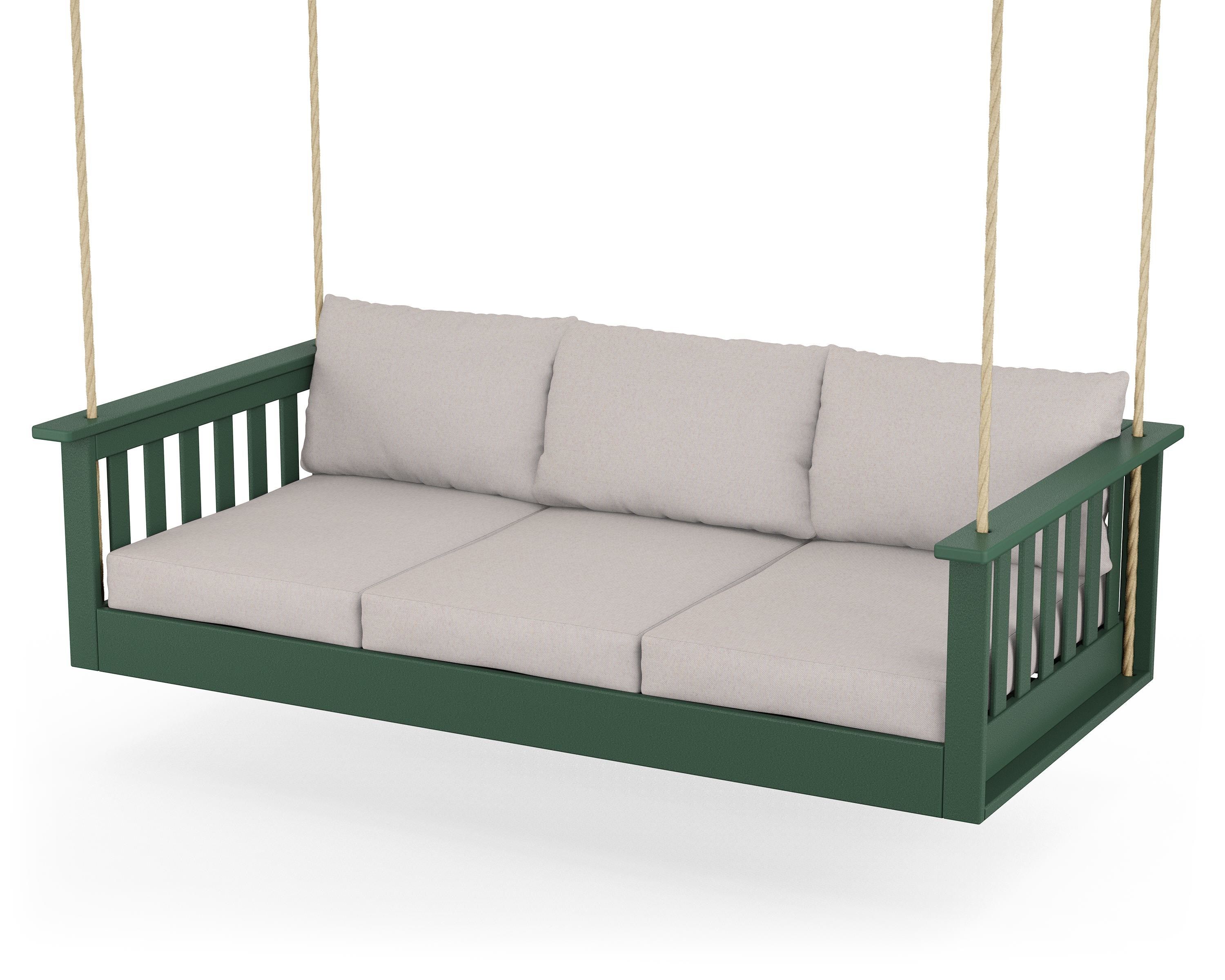 POLYWOOD® Vineyard Daybed Swing in Green / Dune Burlap