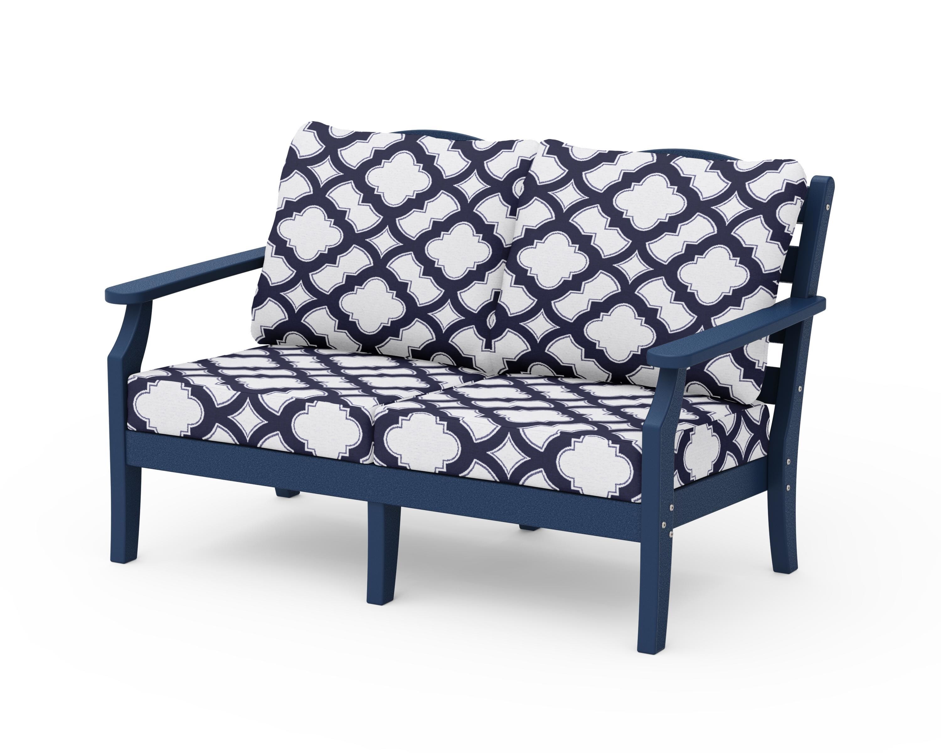 Draper James™ by POLYWOOD® Savannah Deep Seating Loveseat in Navy / Trellis Navy