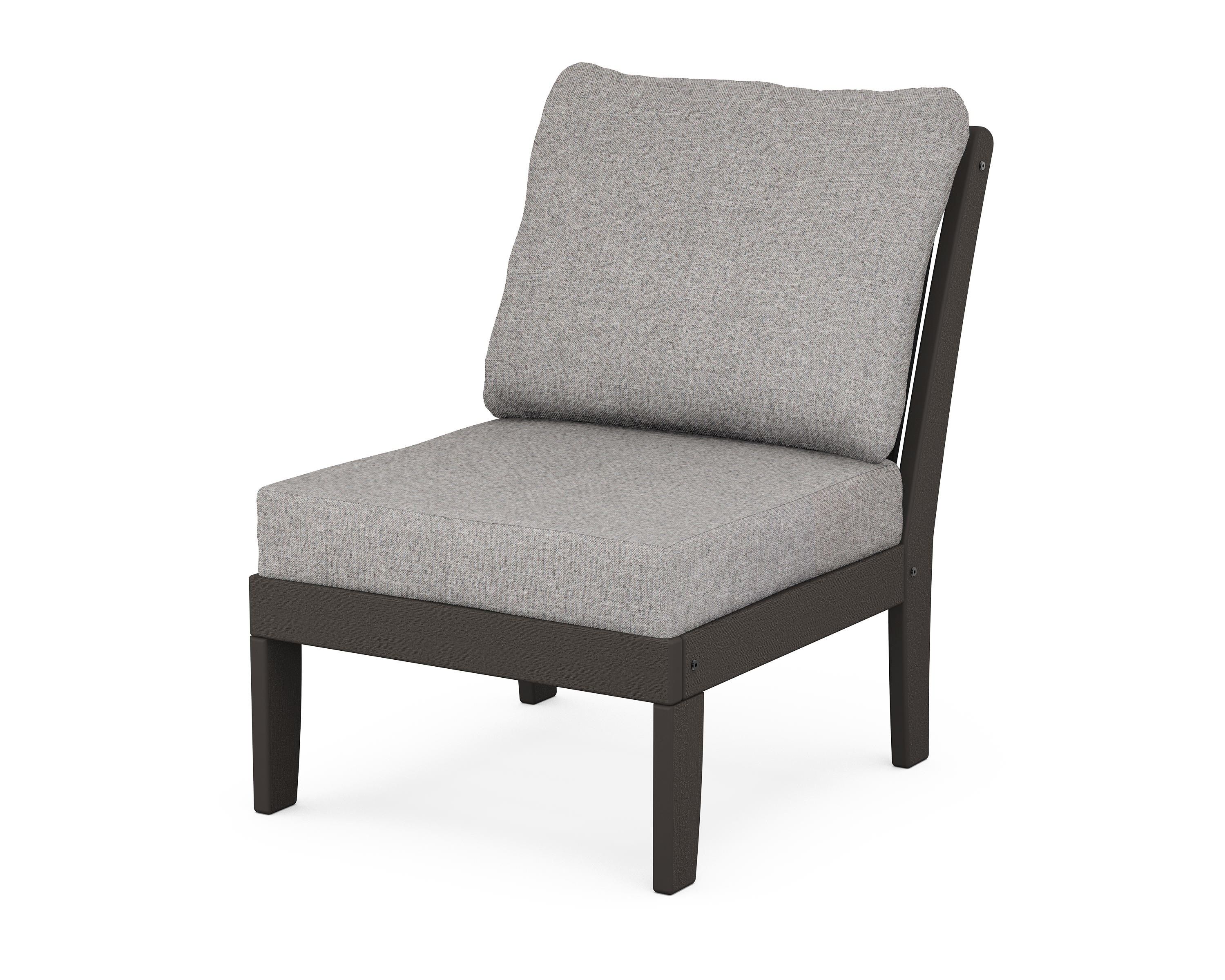 POLYWOOD® Braxton Modular Armless Chair in Vintage Coffee / Grey Mist