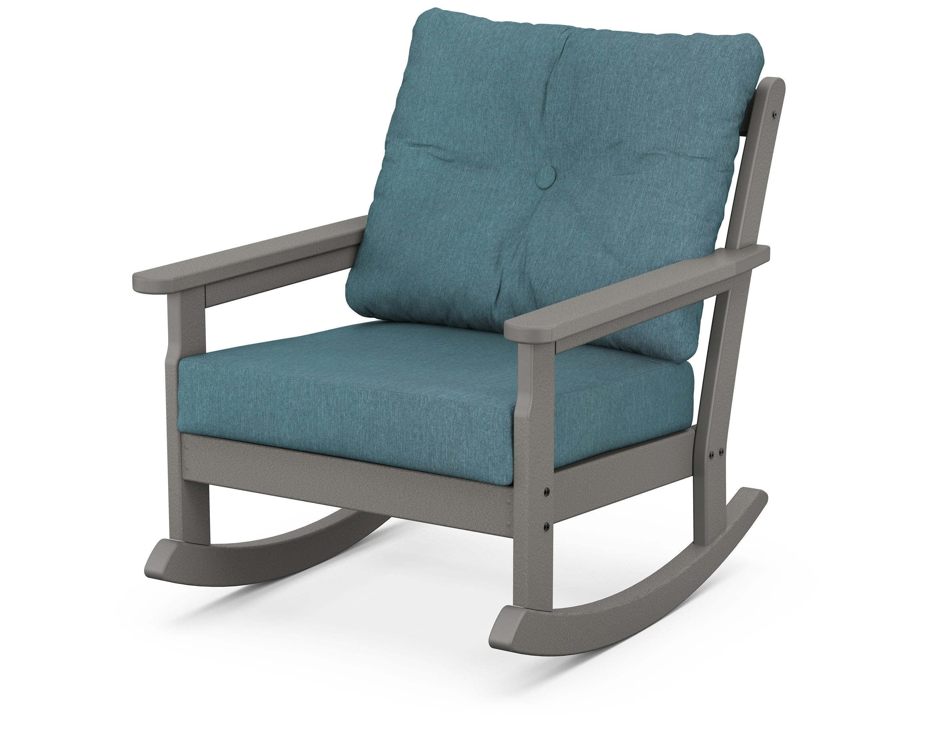 POLYWOOD® Vineyard Deep Seating Rocking Chair in Slate Grey / Ocean Teal
