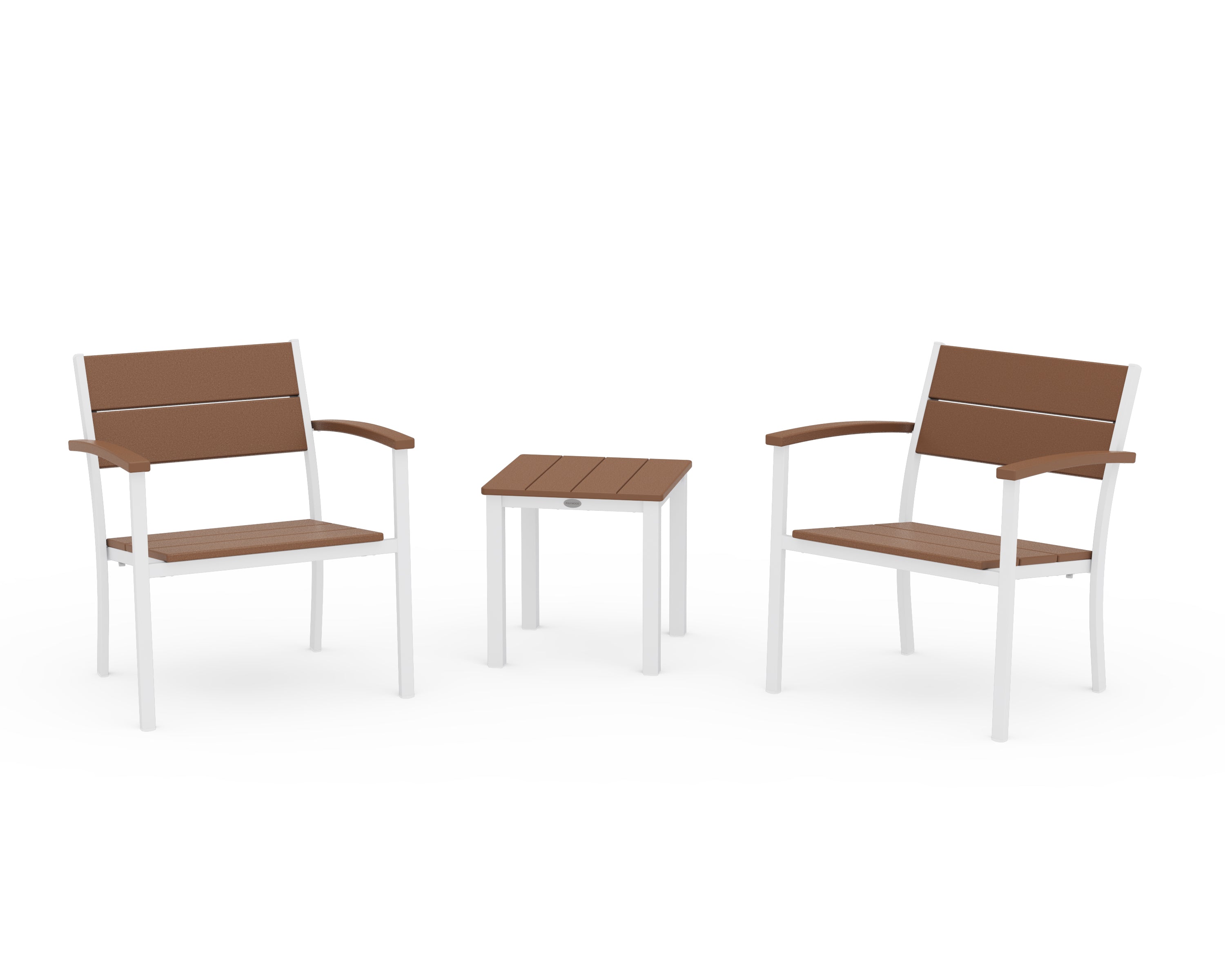 POLYWOOD® Main Street 3-Piece Lounge Chair Set in White / Teak