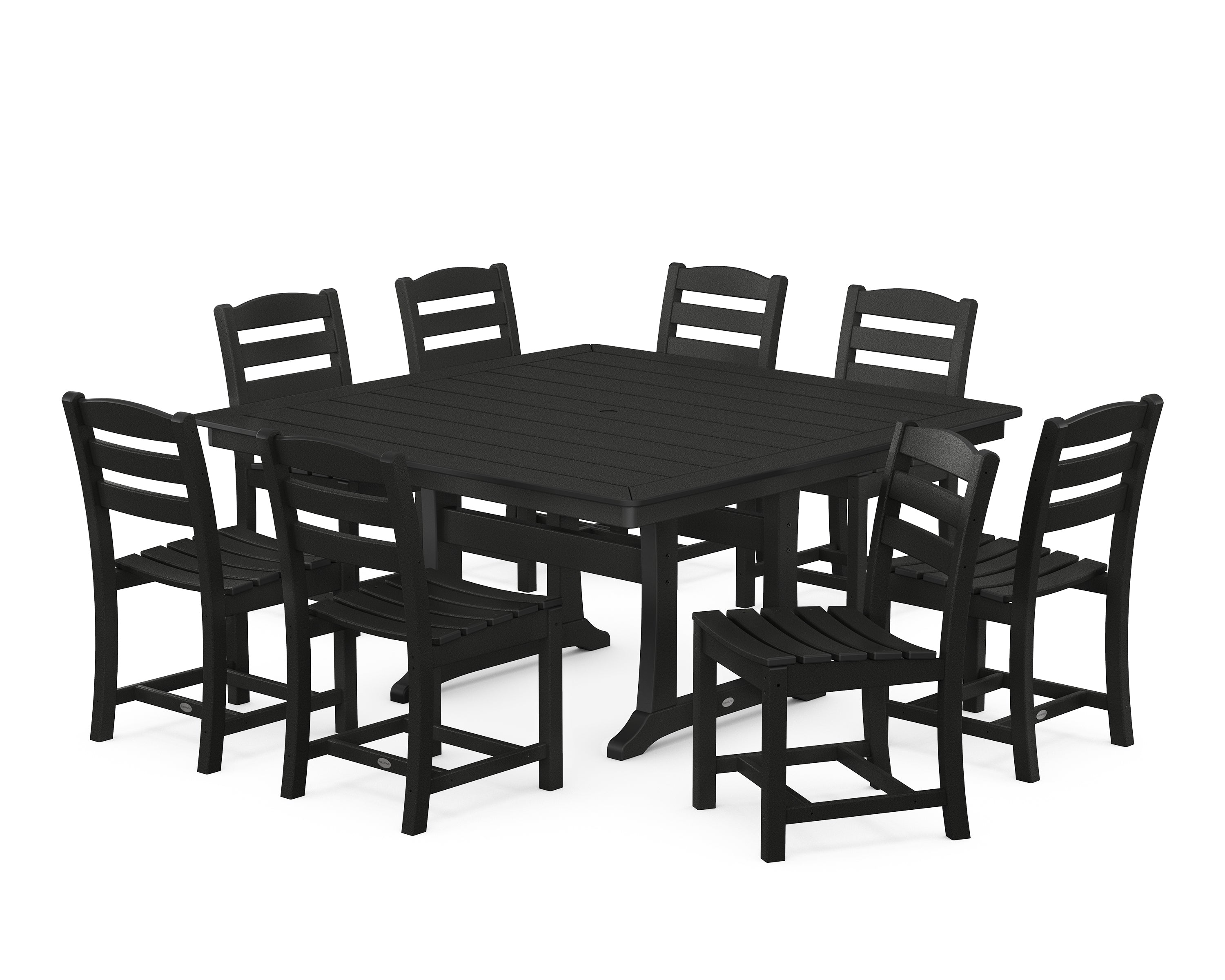 POLYWOOD® La Casa Café 9-Piece Nautical Trestle Dining Set in Black