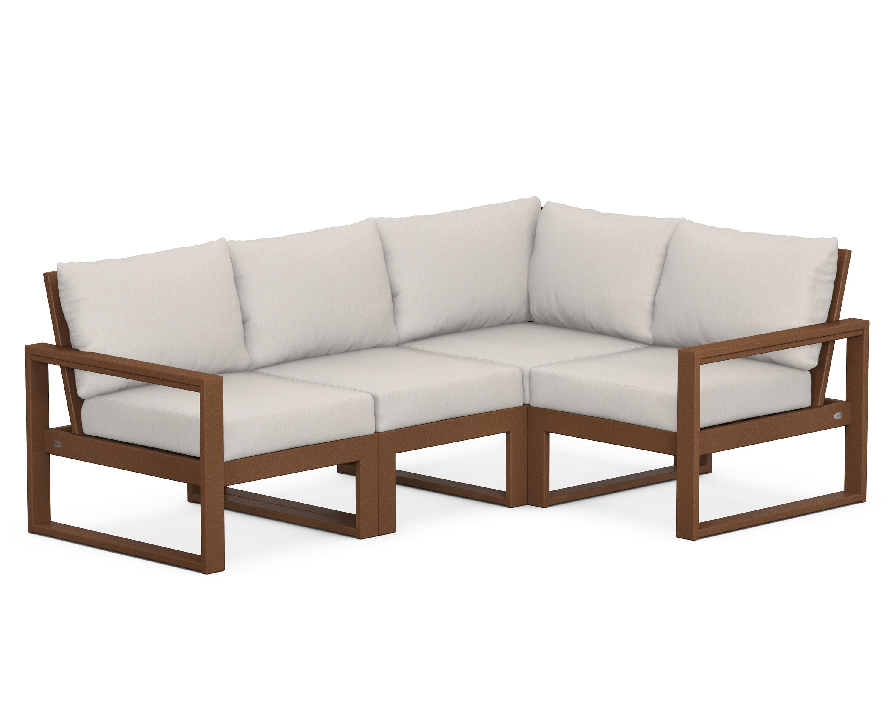POLYWOOD® EDGE 4-Piece Modular Deep Seating Set in Teak / Cast Ash