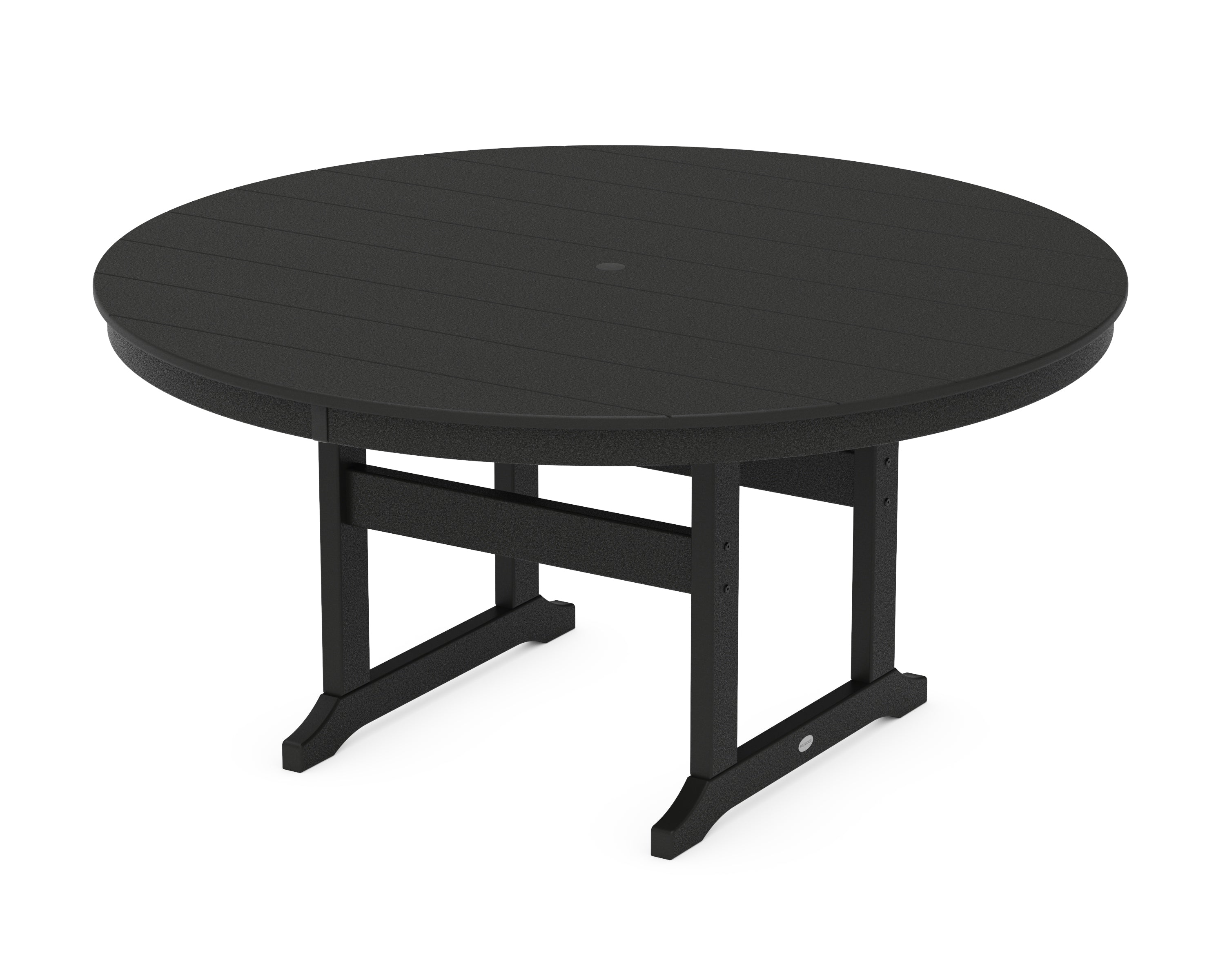 POLYWOOD® 60" Round Farmhouse Dining Table in Black