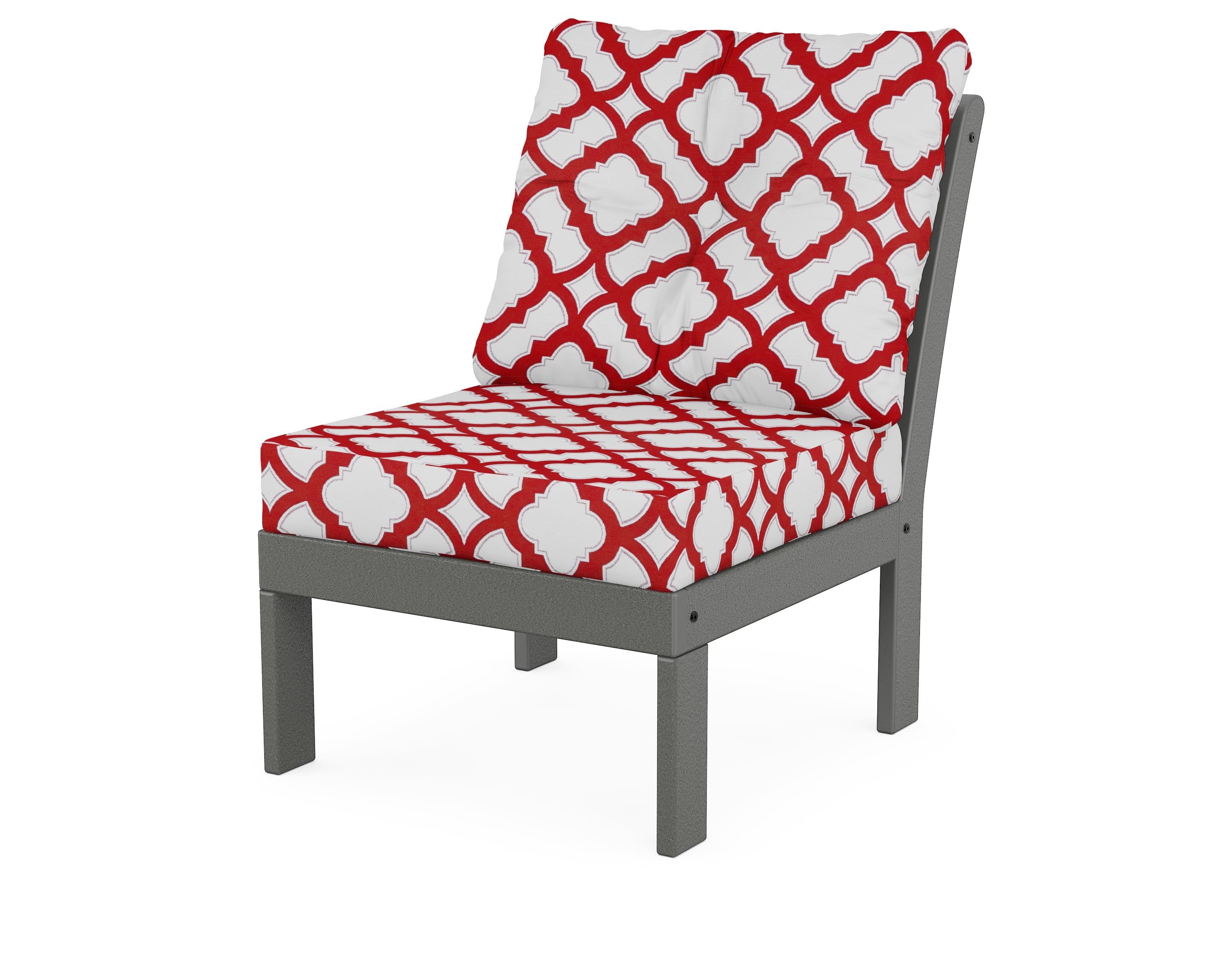 POLYWOOD® Vineyard Modular Armless Chair in Slate Grey / Trellis Crimson