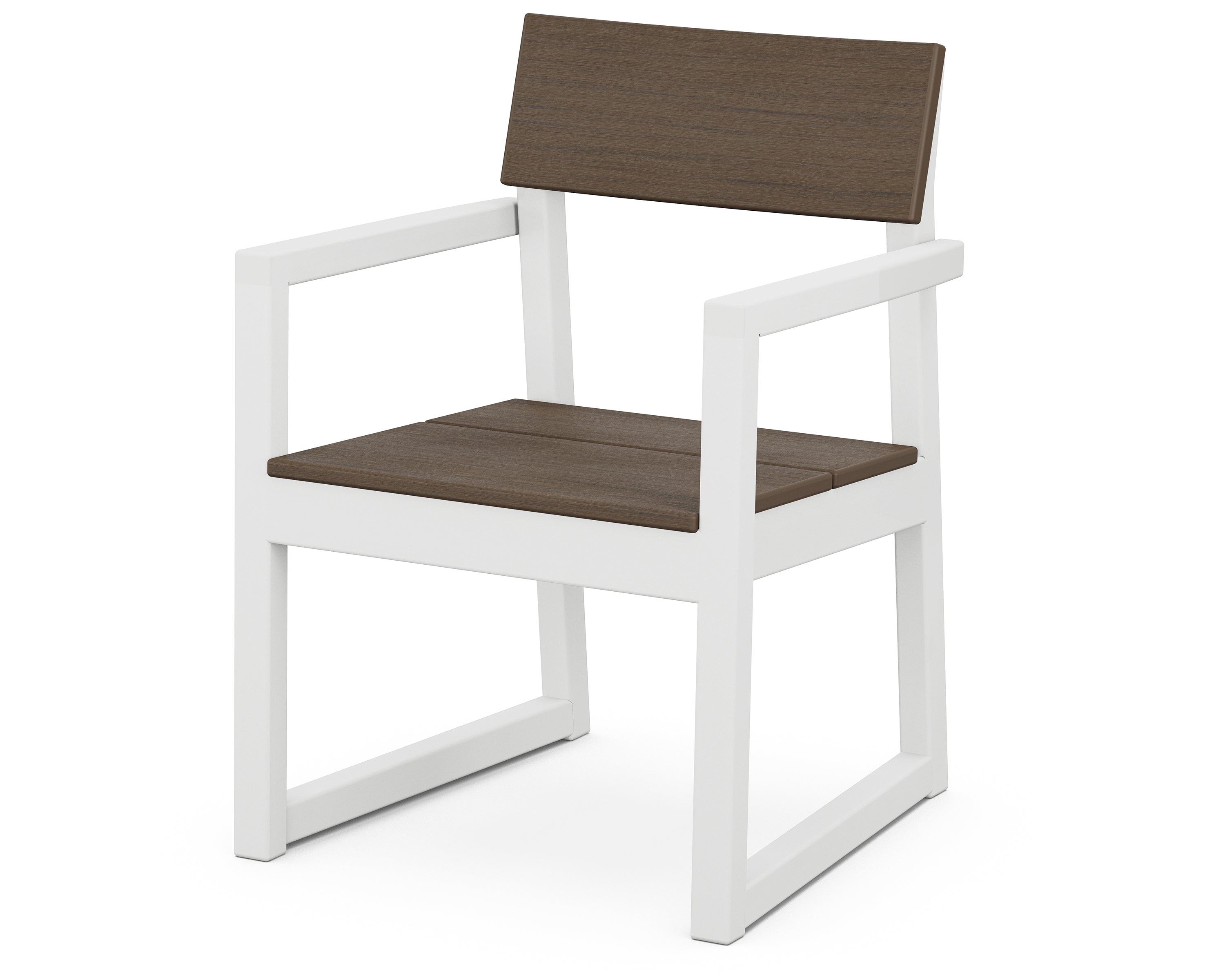 POLYWOOD® EDGE Dining Arm Chair in White / Kona