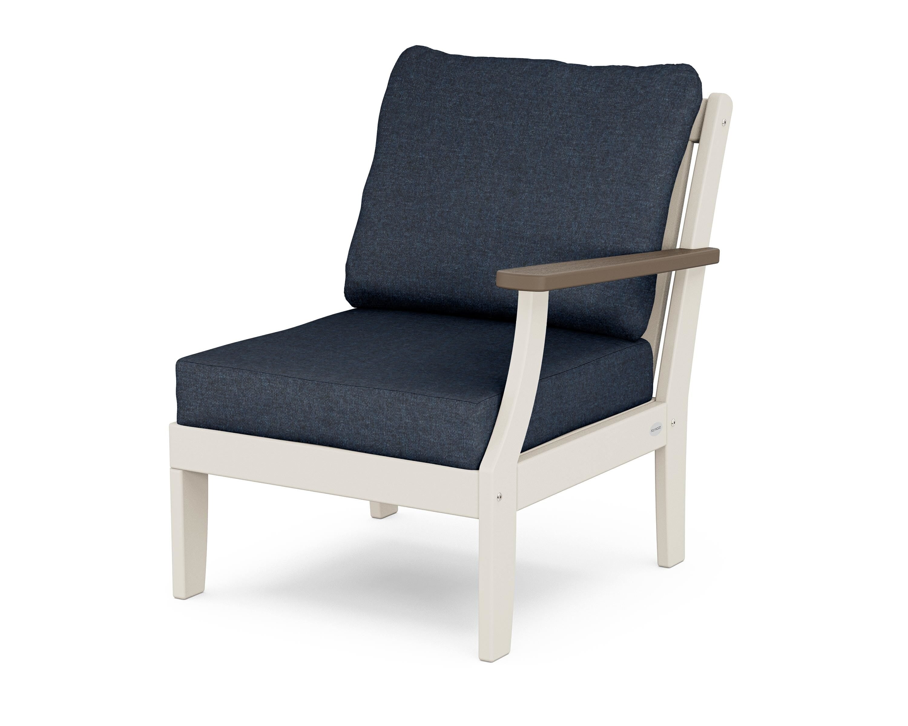 POLYWOOD® Braxton Modular Right Arm Chair in Sand / Kona / Marine Indigo