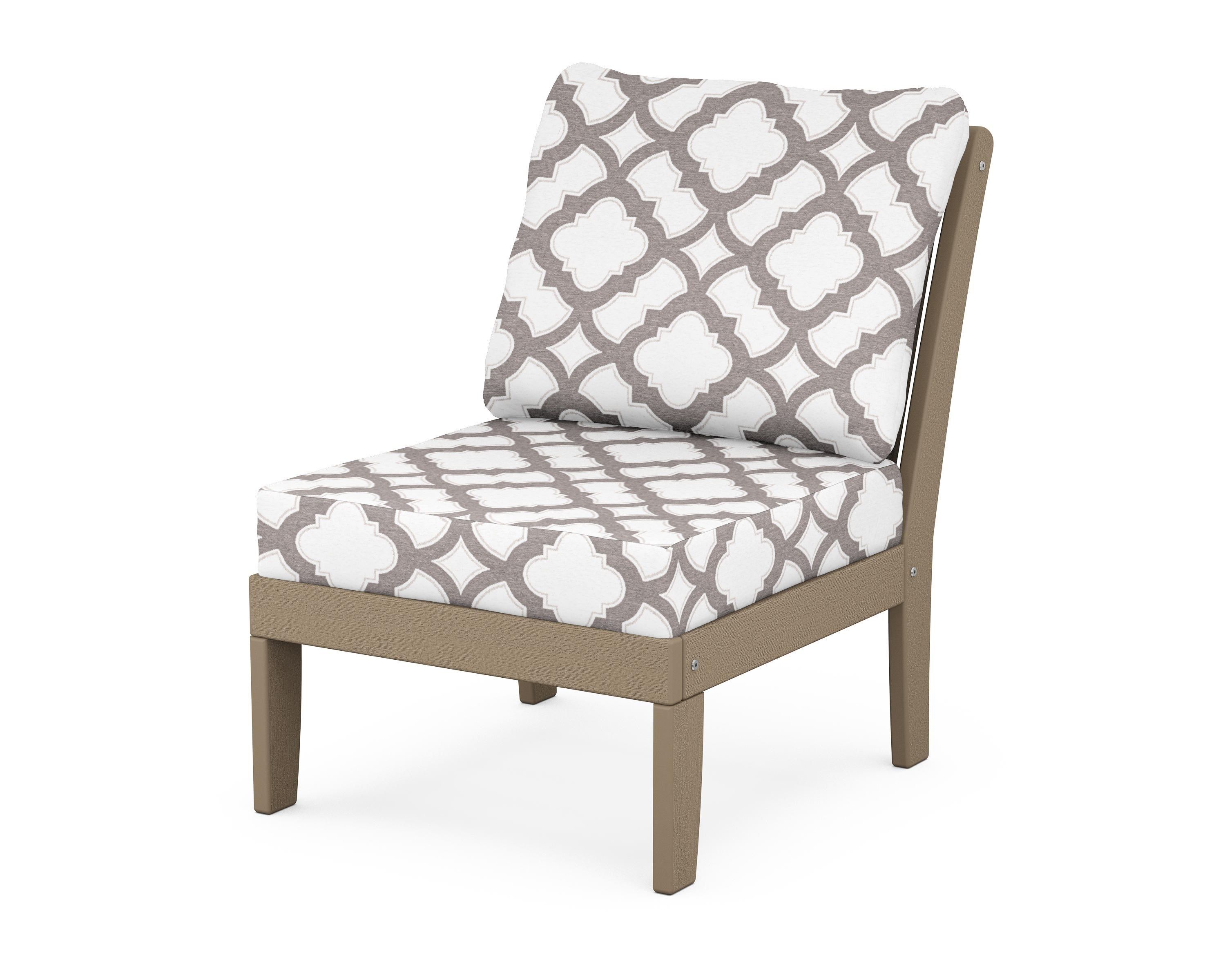 POLYWOOD® Braxton Modular Armless Chair in Vintage Sahara / Trellis Grey Mist