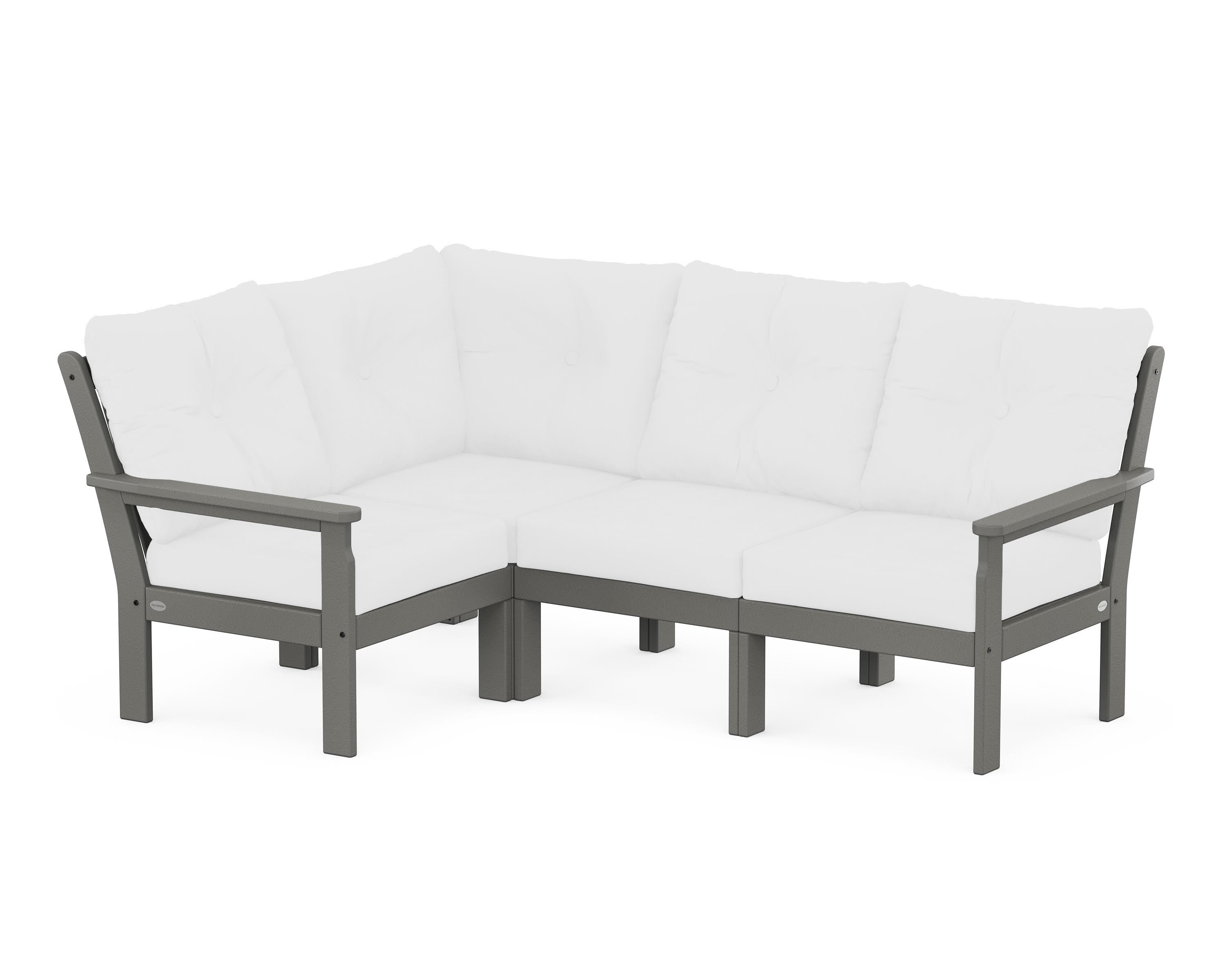POLYWOOD® Vineyard 4-Piece Sectional in Slate Grey / Natural