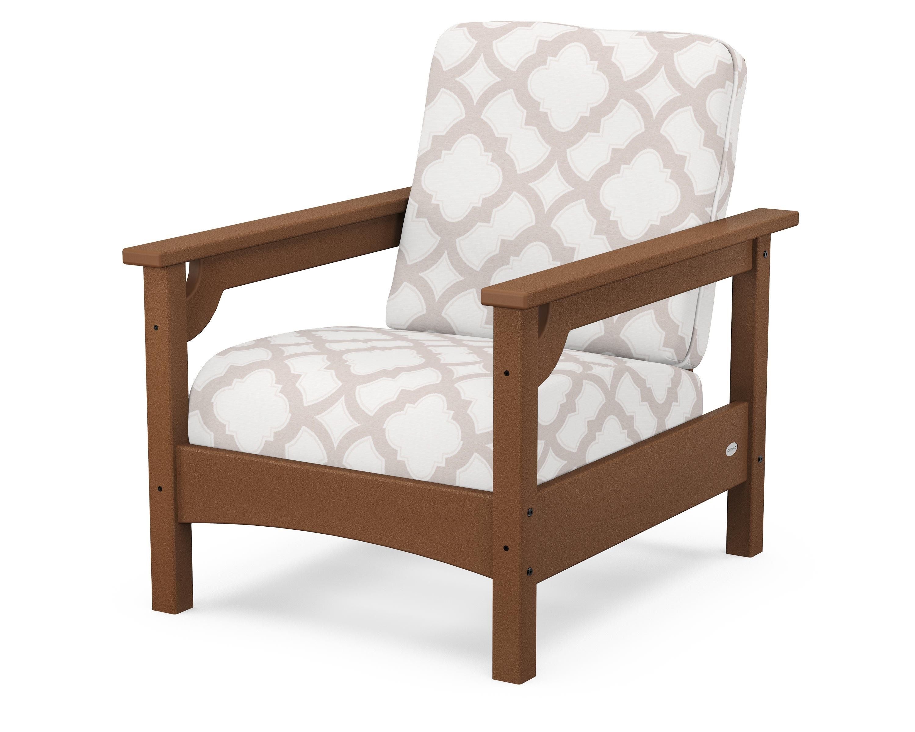 POLYWOOD® Club Chair in Teak / Trellis Dune Burlap
