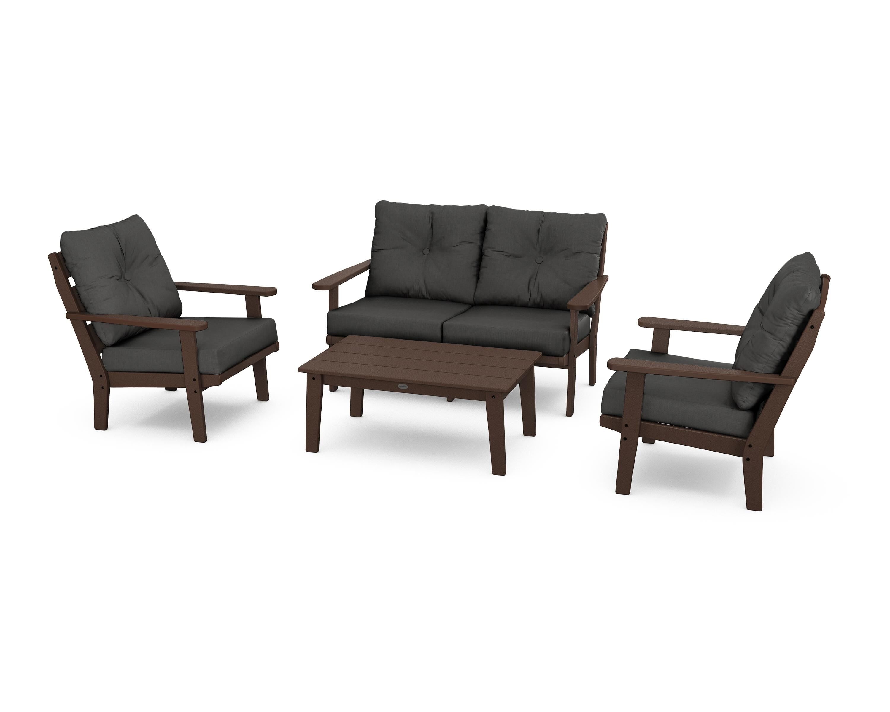 POLYWOOD® Lakeside 4-Piece Deep Seating Set in Mahogany / Spectrum Carbon