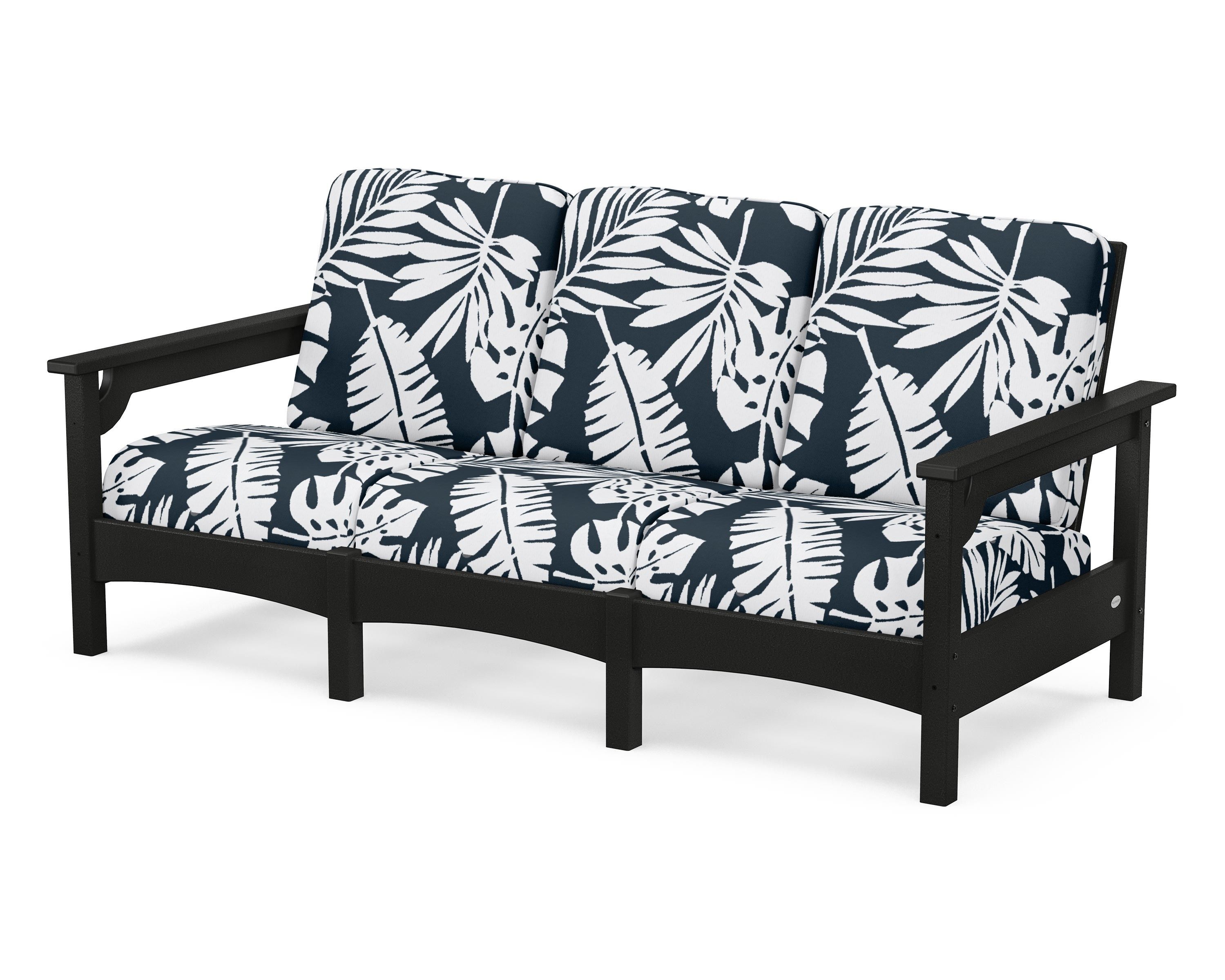 POLYWOOD® Club Sofa in Black / Leaf Marine Indigo
