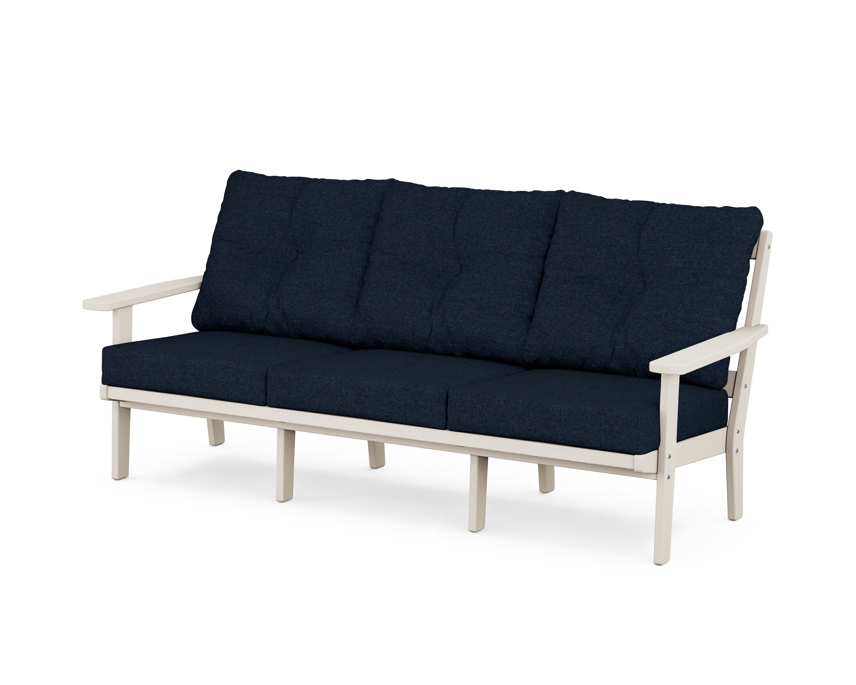 POLYWOOD® Oxford Deep Seating Sofa in Sand / Marine Indigo