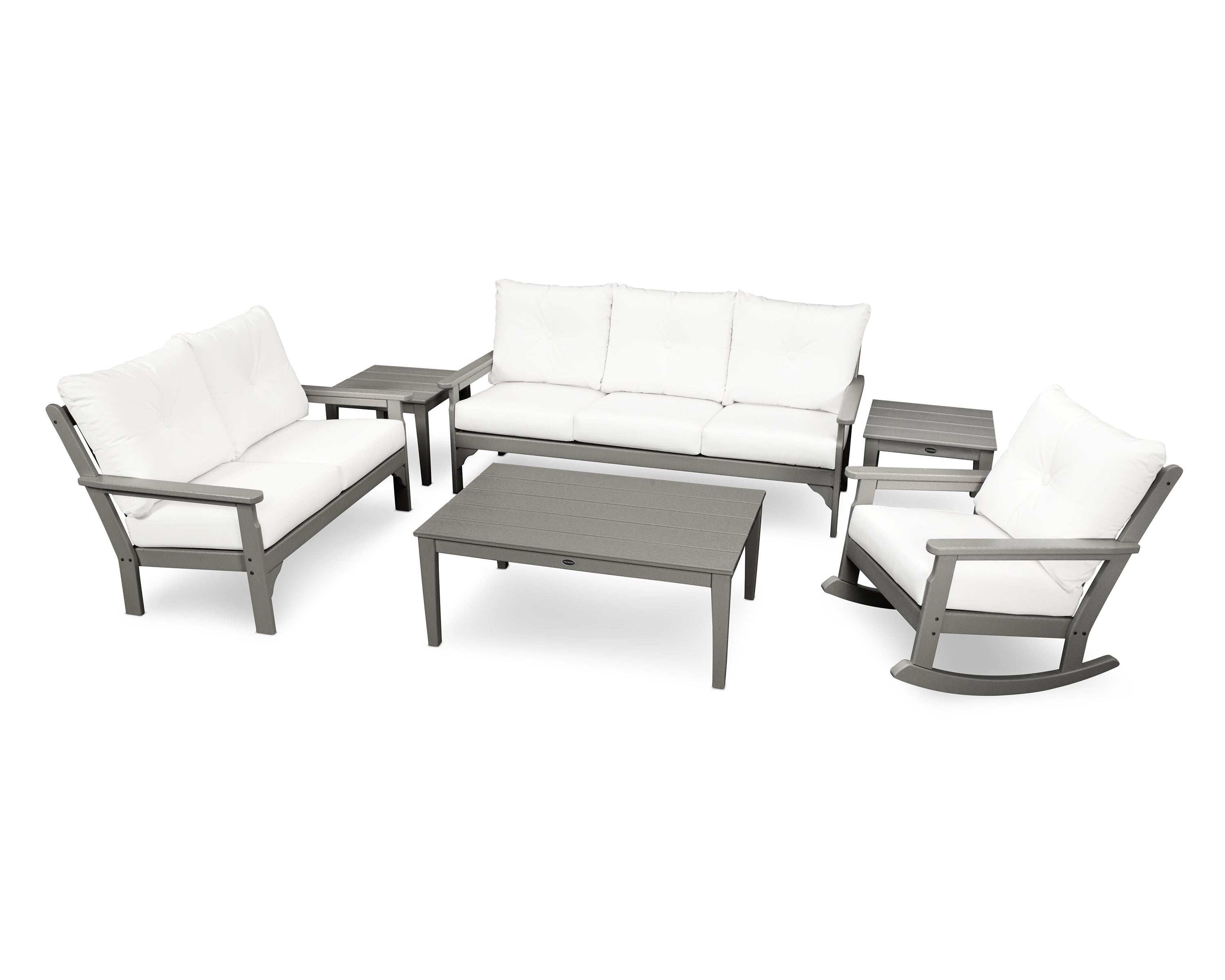 POLYWOOD® Vineyard 6-Piece Deep Seating Set in Slate Grey / Natural