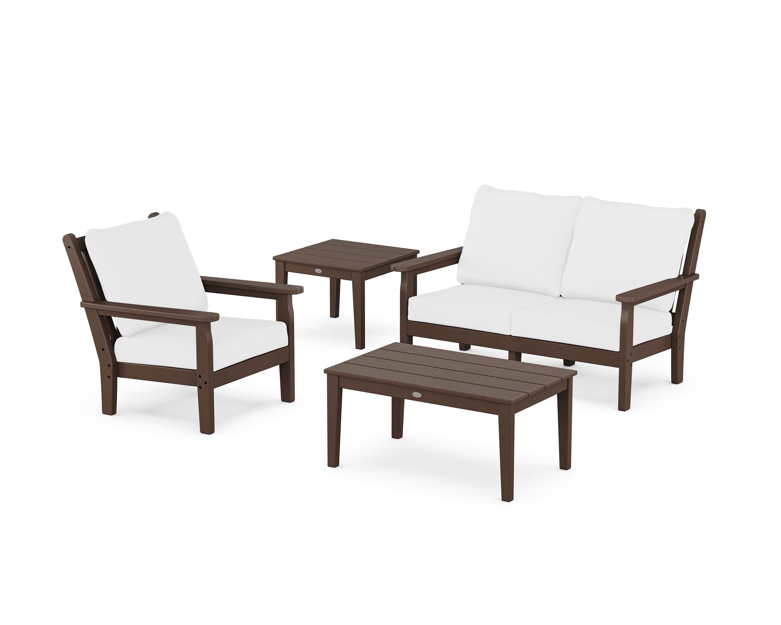 POLYWOOD® Chippendale 4-Piece Deep Seating Set in Mahogany / Natural
