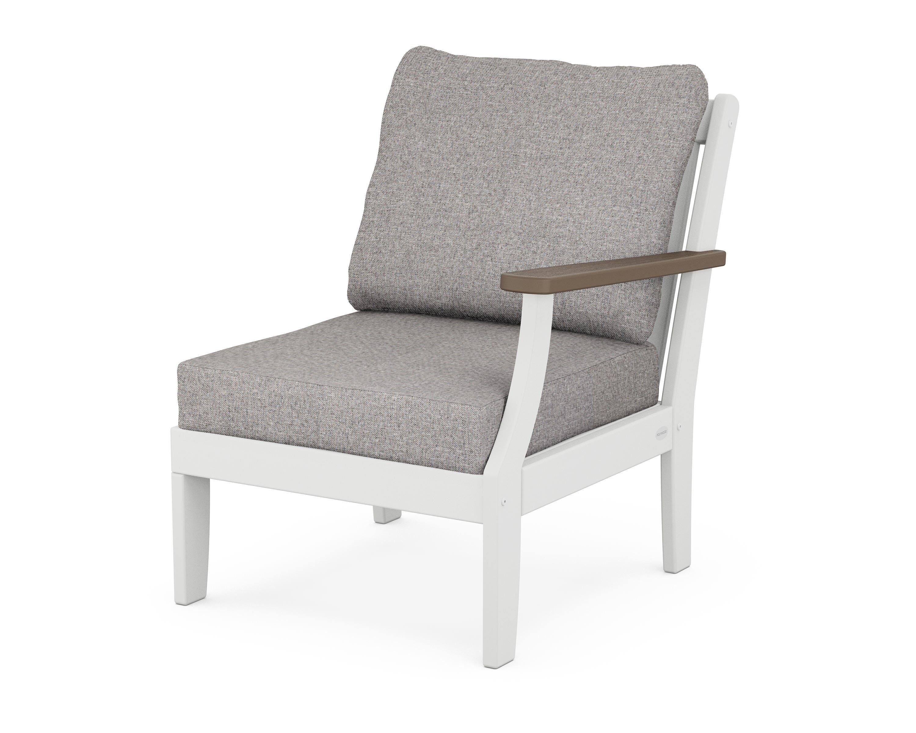 POLYWOOD® Braxton Modular Right Arm Chair in White / Kona / Grey Mist