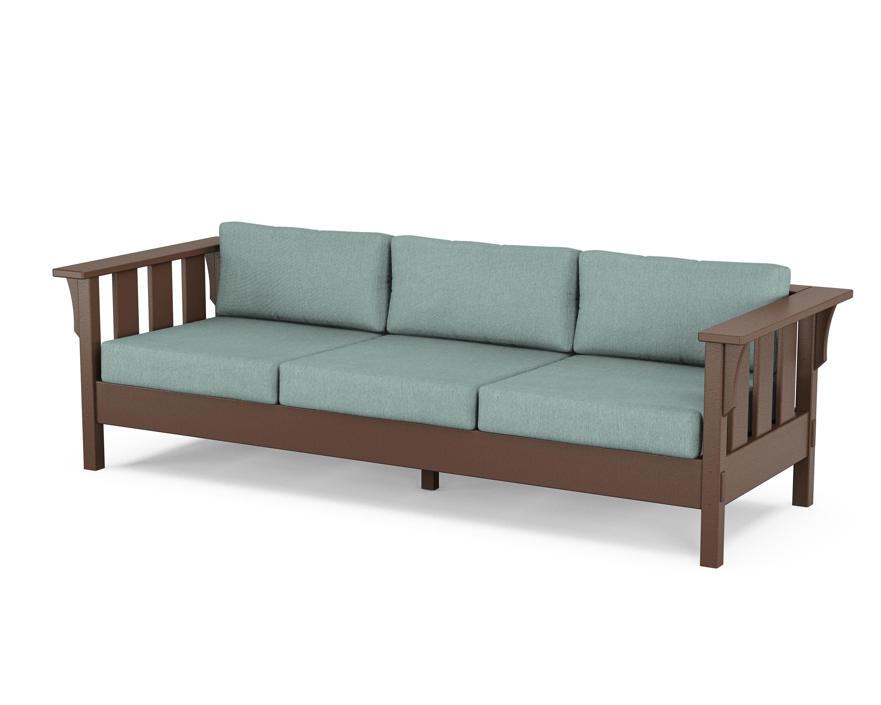 Martha Stewart by POLYWOOD® Acadia Deep Seating Sofa in Mahogany / Glacier Spa