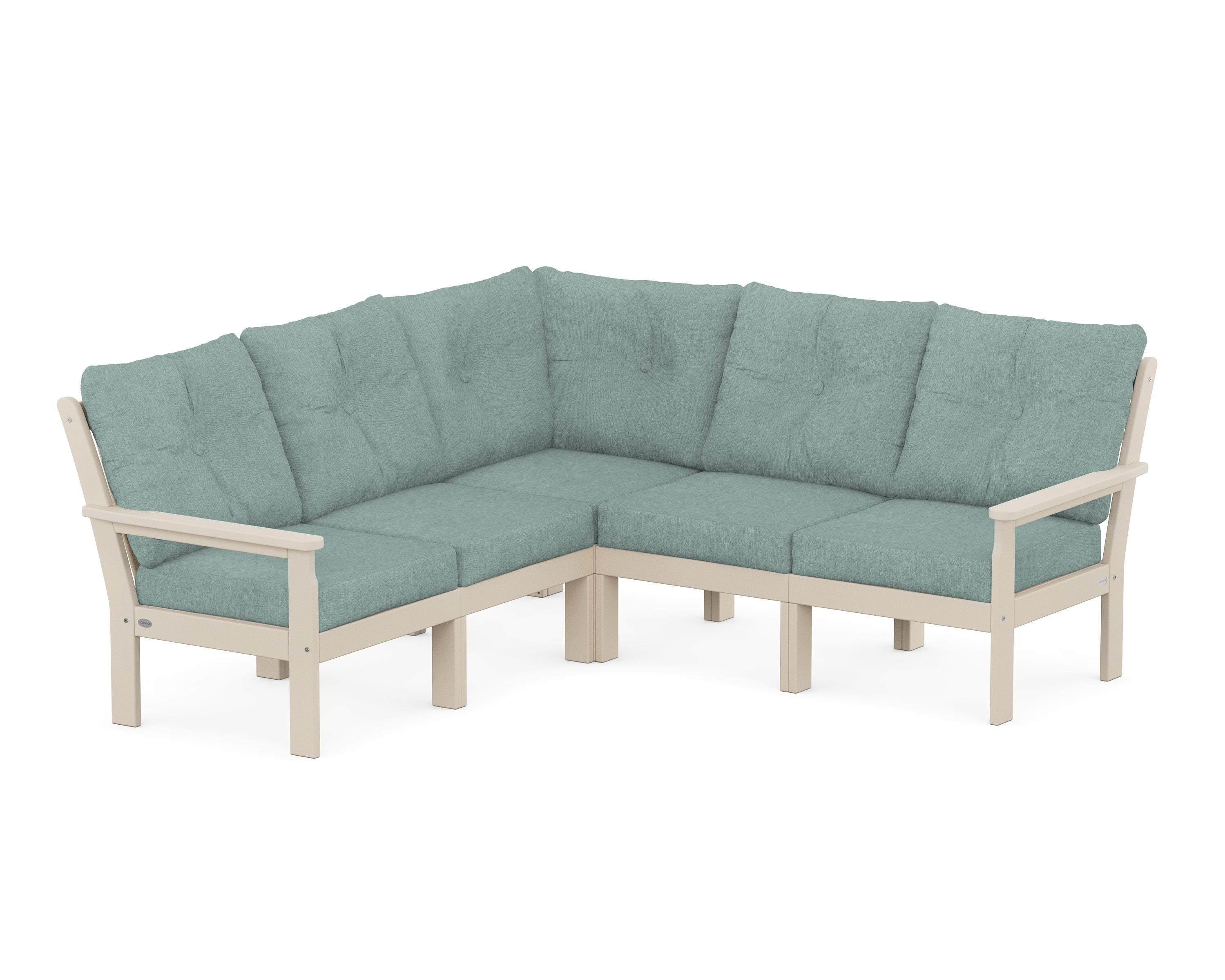 POLYWOOD® Vineyard 5-Piece Sectional in Sand / Glacier Spa